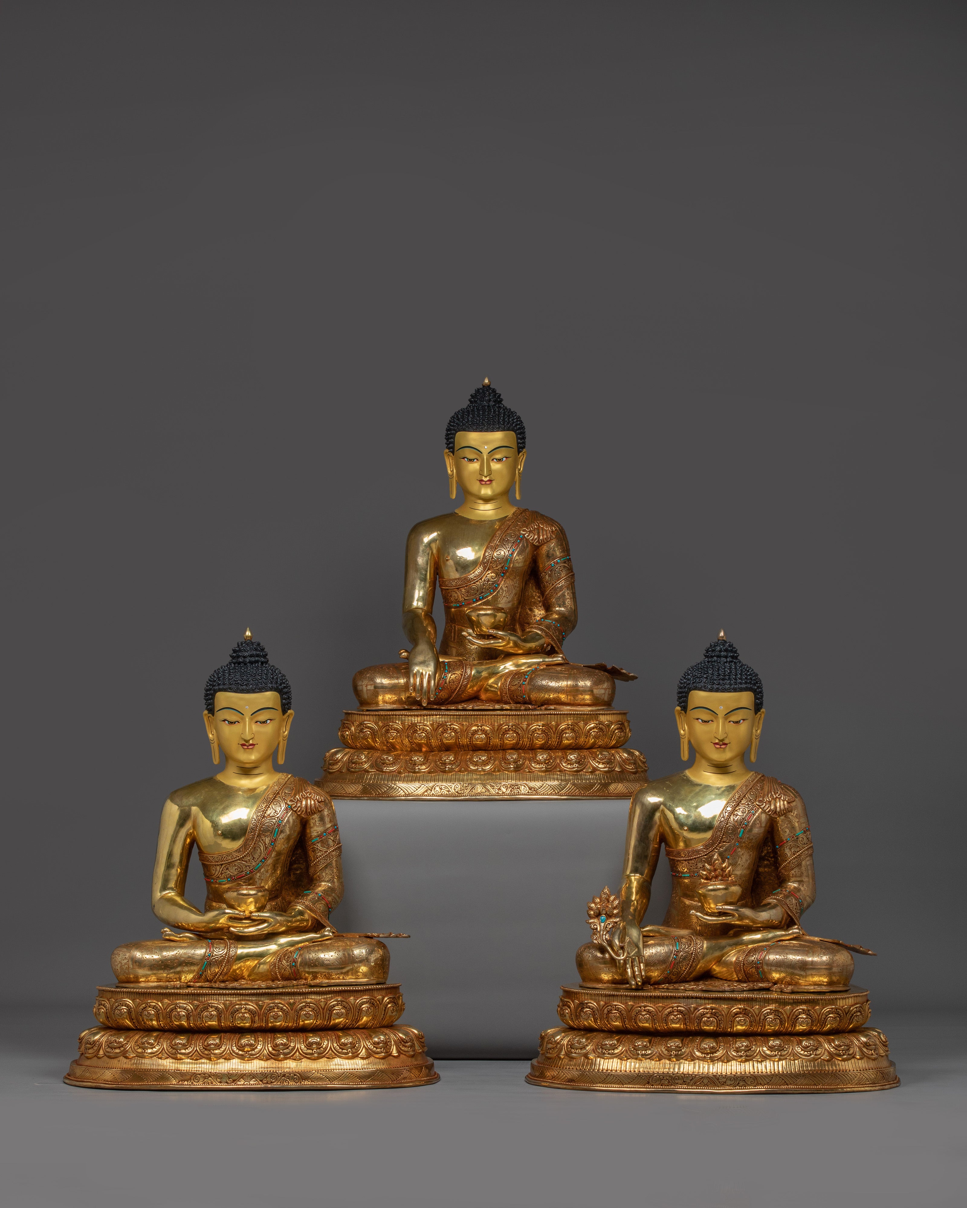 Buddhist Golden Three Buddha Set