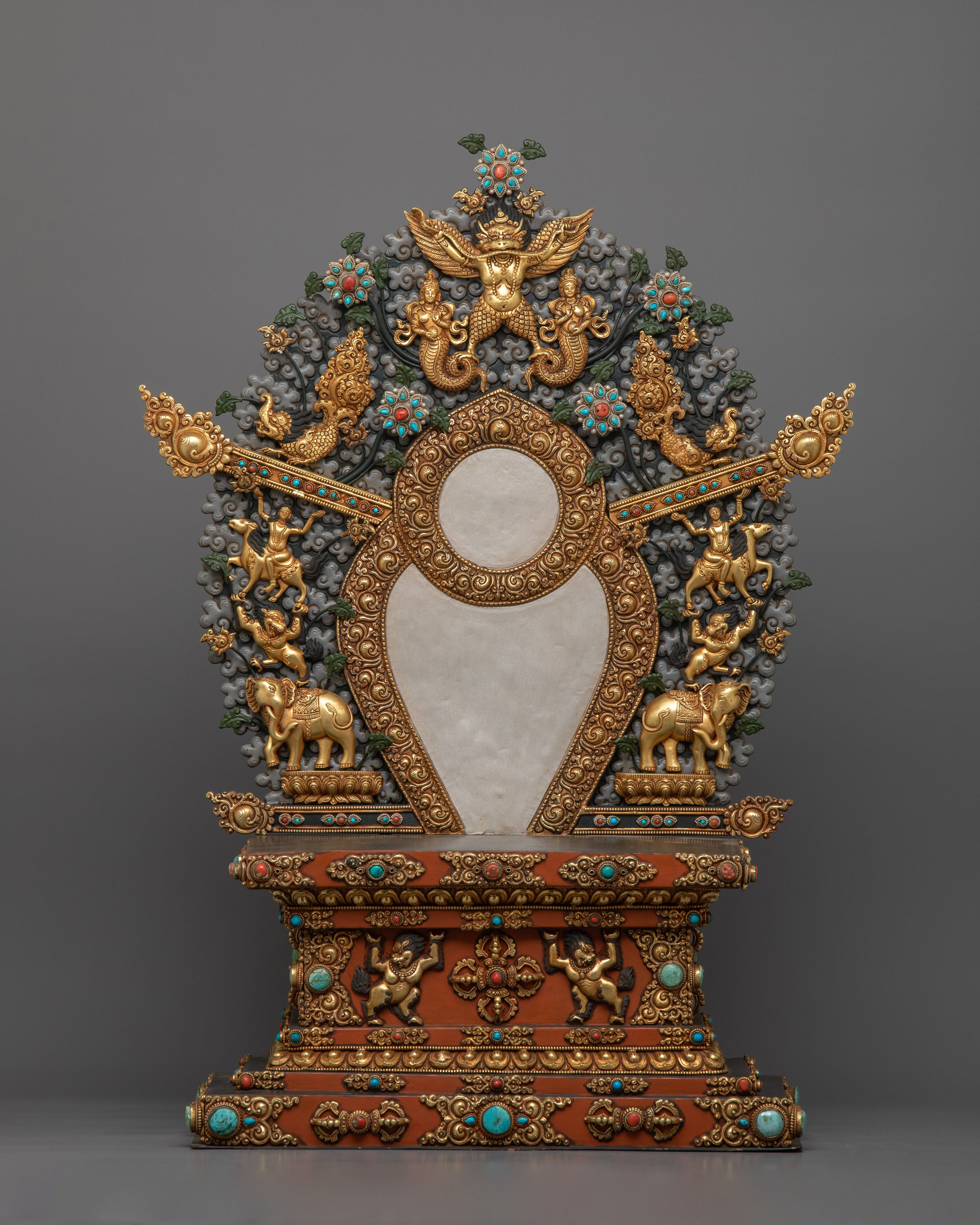 Hand Carved Gemstone Throne For Statue