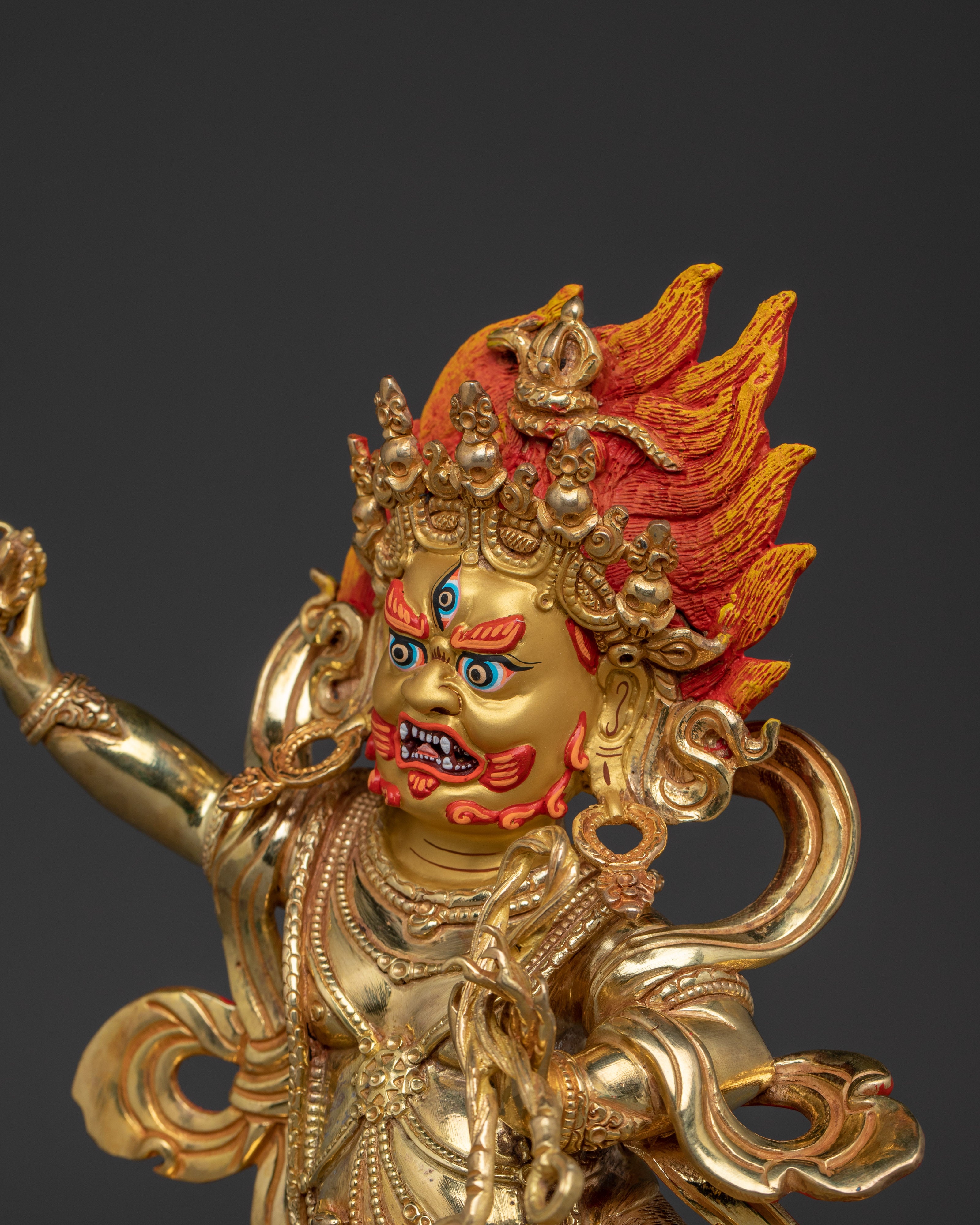 Vajrapani Gold Gilded Statue | Tibetan Buddhist Chana Dorje Figurine