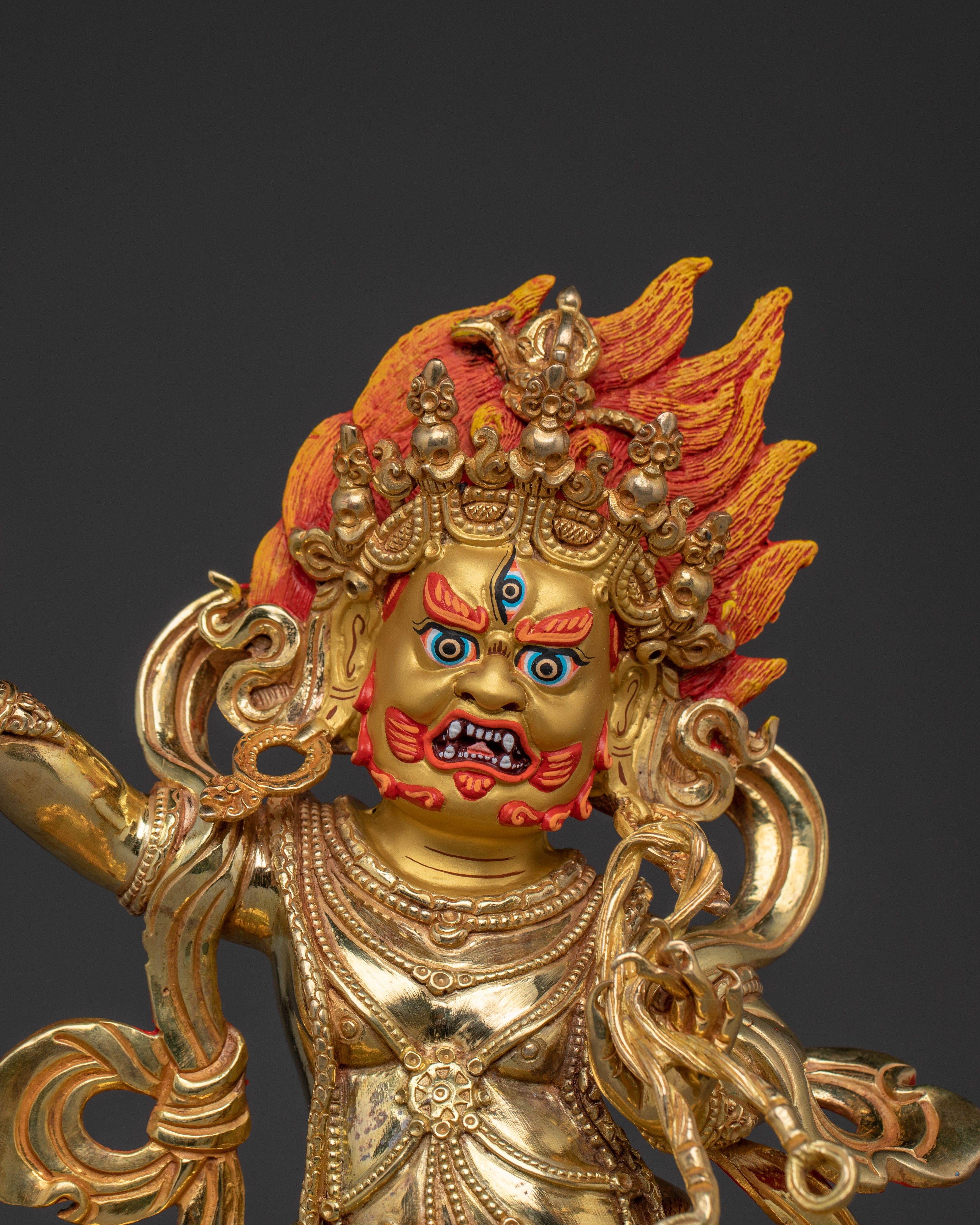 Vajrapani Gold Gilded Statue | Tibetan Buddhist Chana Dorje Figurine