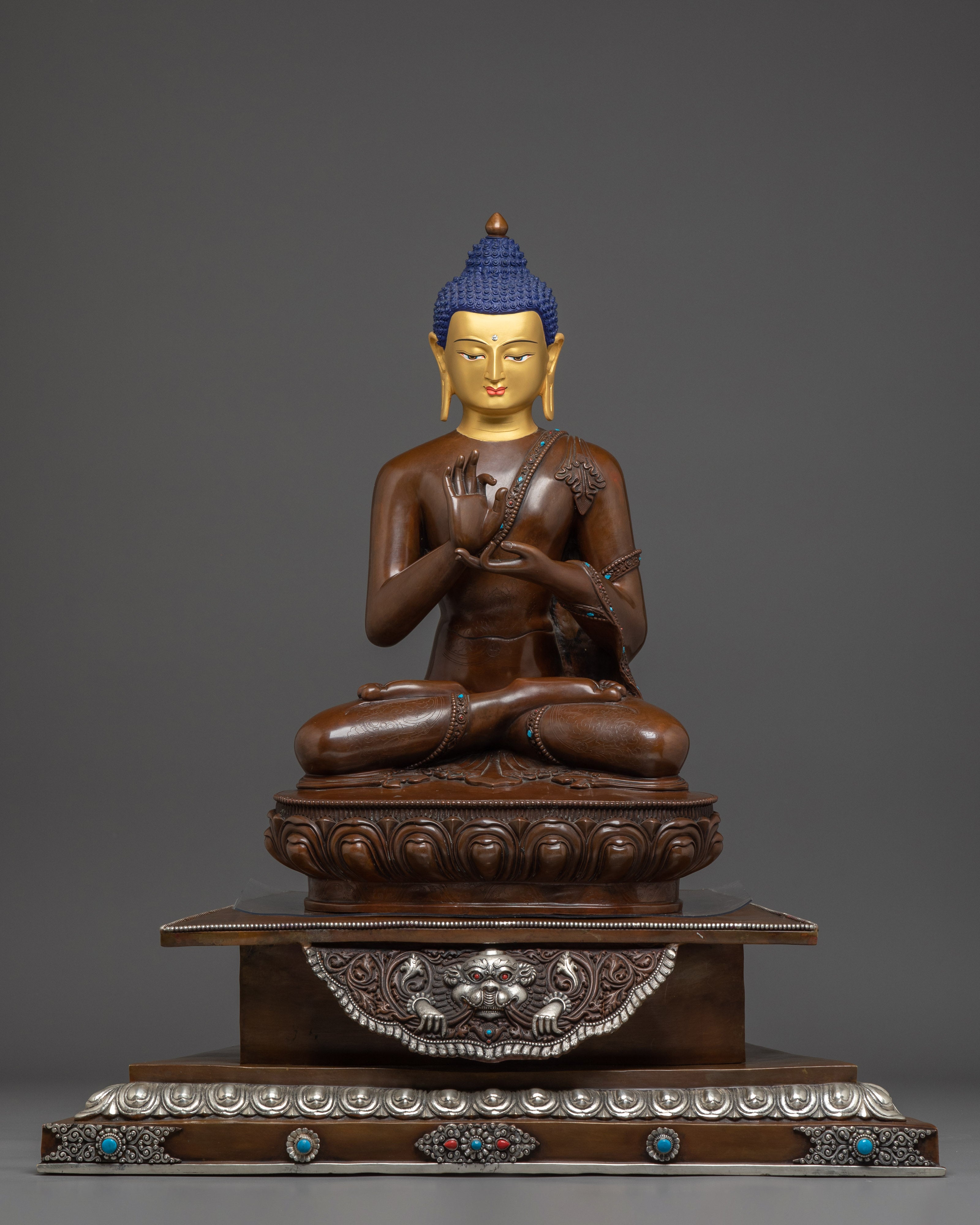 Copper Vairocana on throne Statue