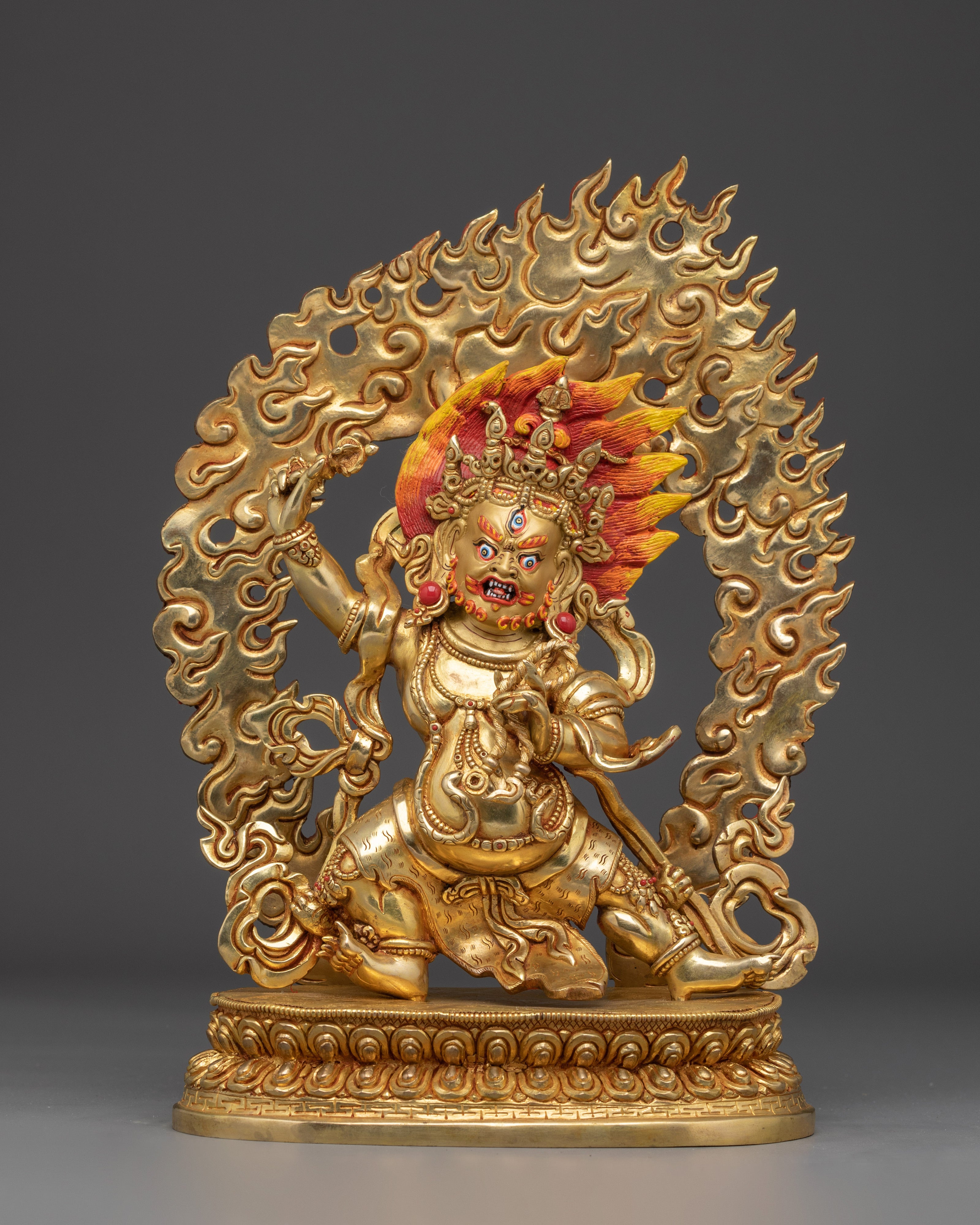 Vajrapani Copper Sculpture with Gold Gilded