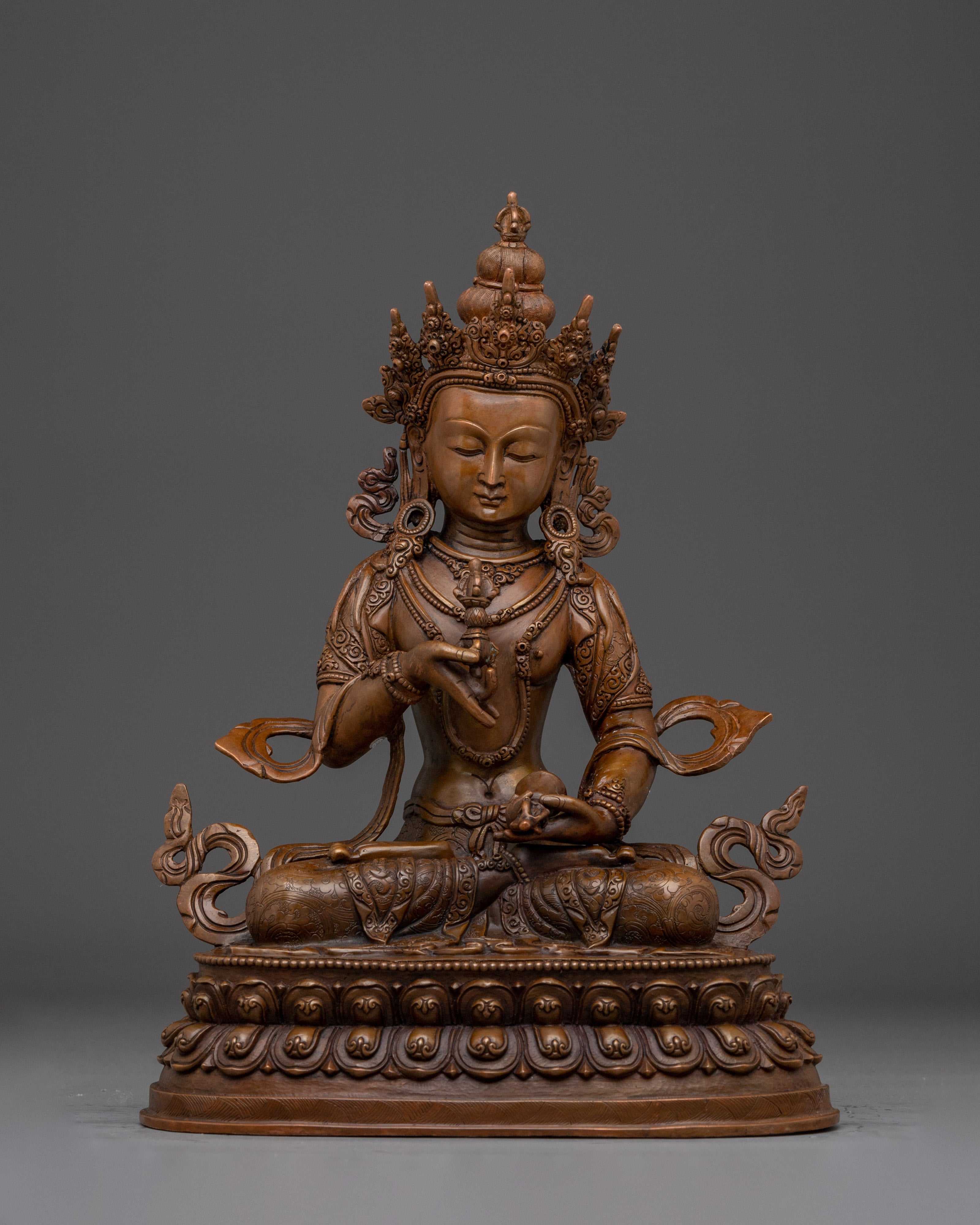 Vajrasattva Statue in Oxidized Copper