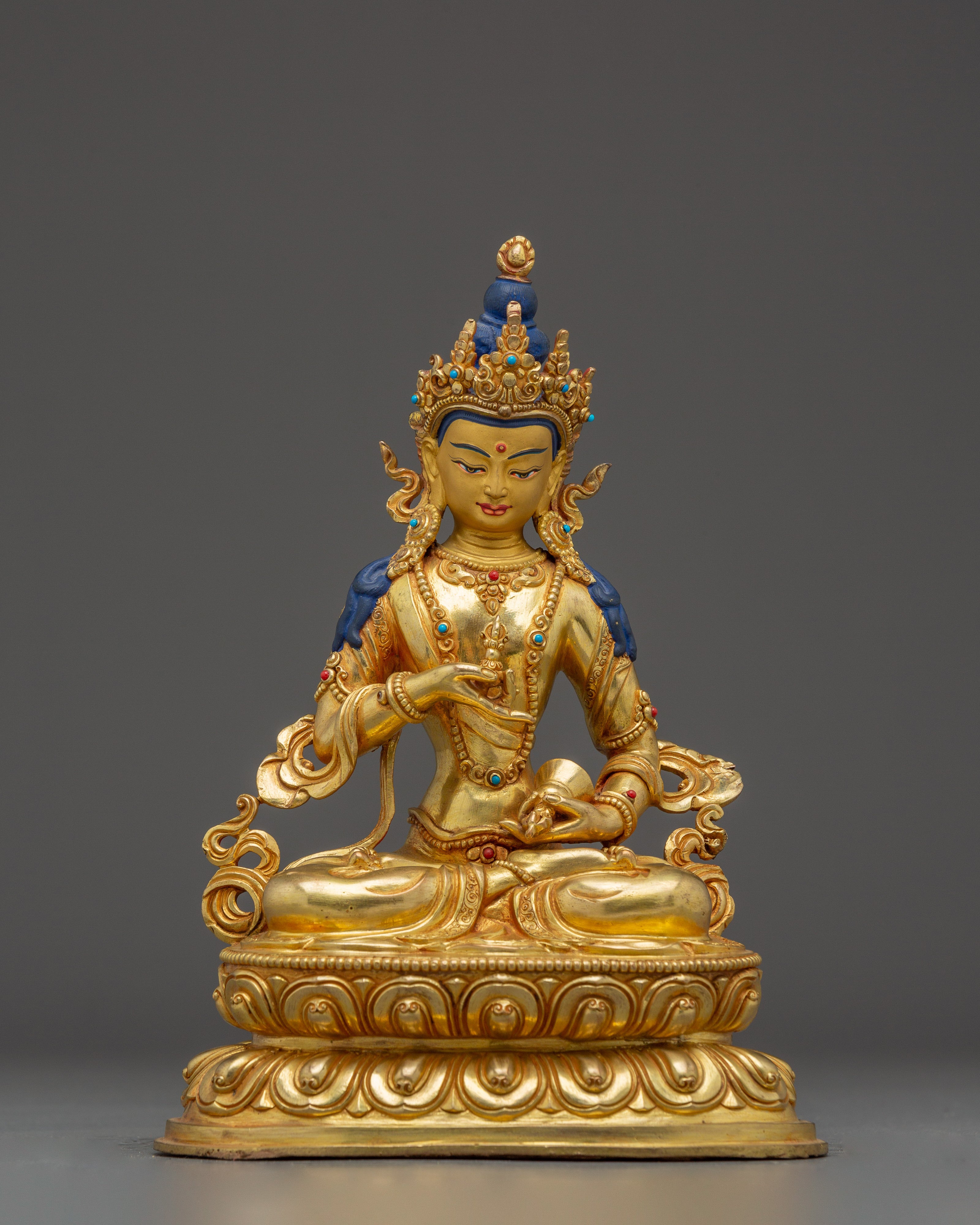 Vajrasattva with 24K Gold Gilding and Gemstones