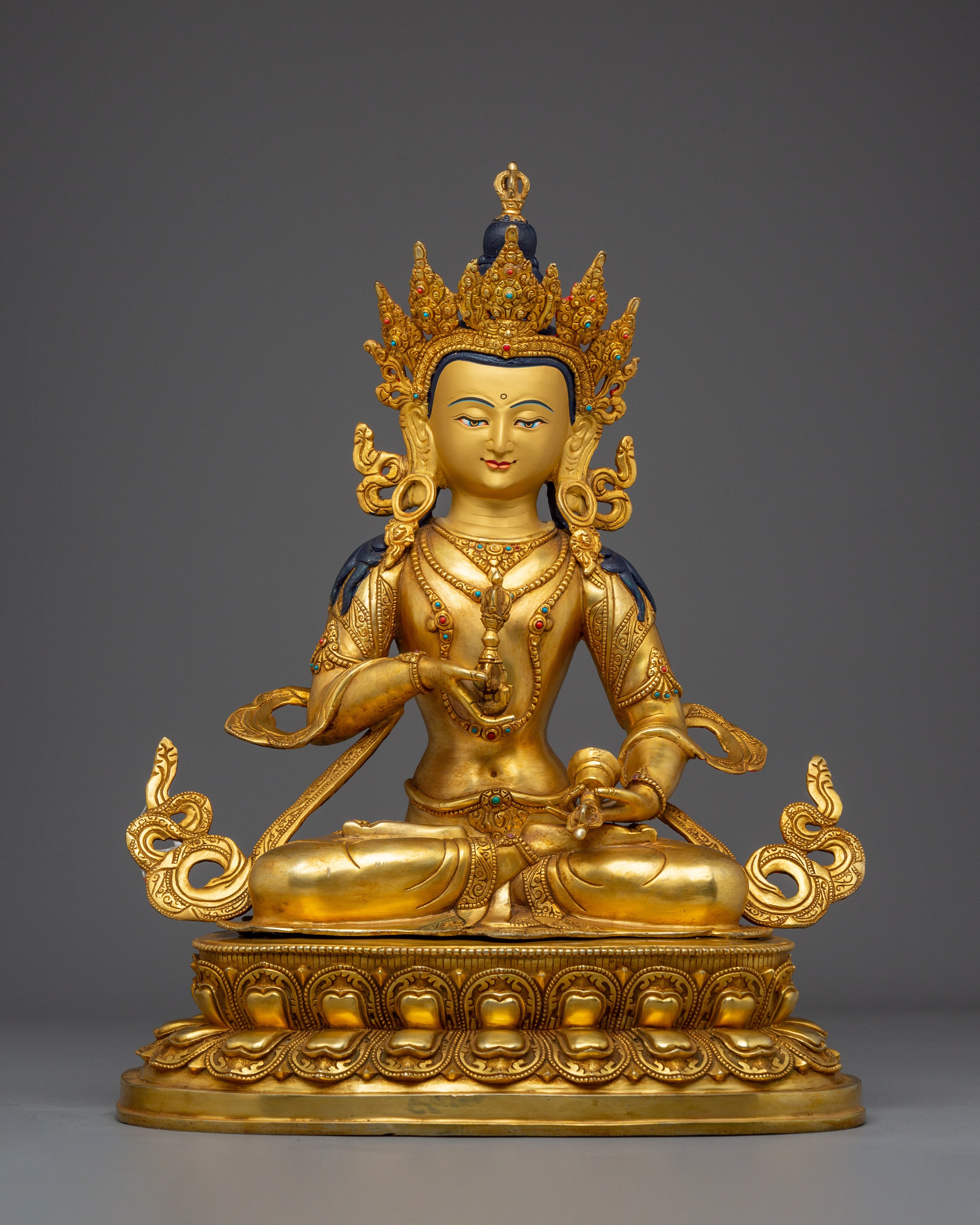 Copper Vajrasattva Statue with Gemstones