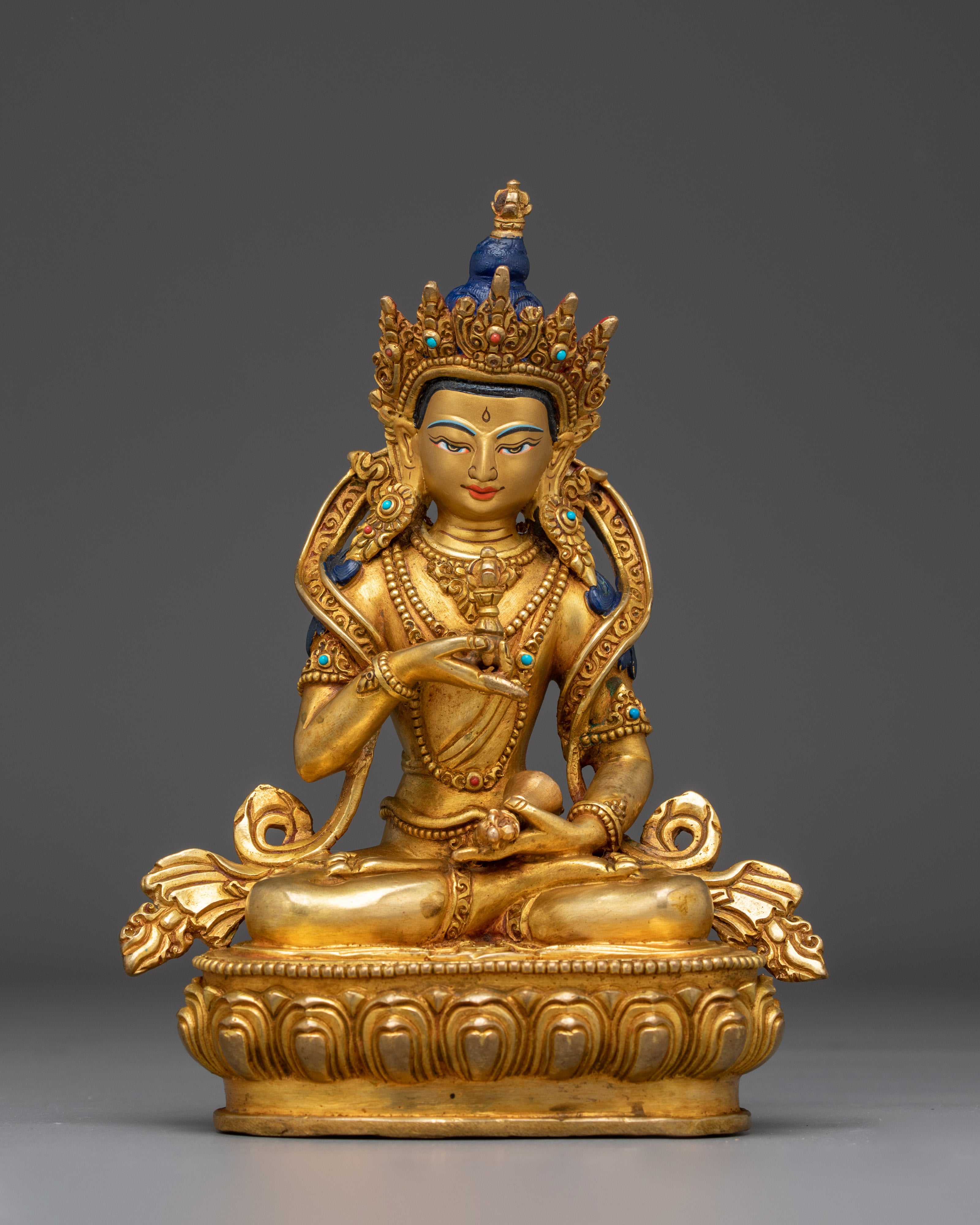 Handcrafted Golden Buddhist Deity Vajrasattva Art
