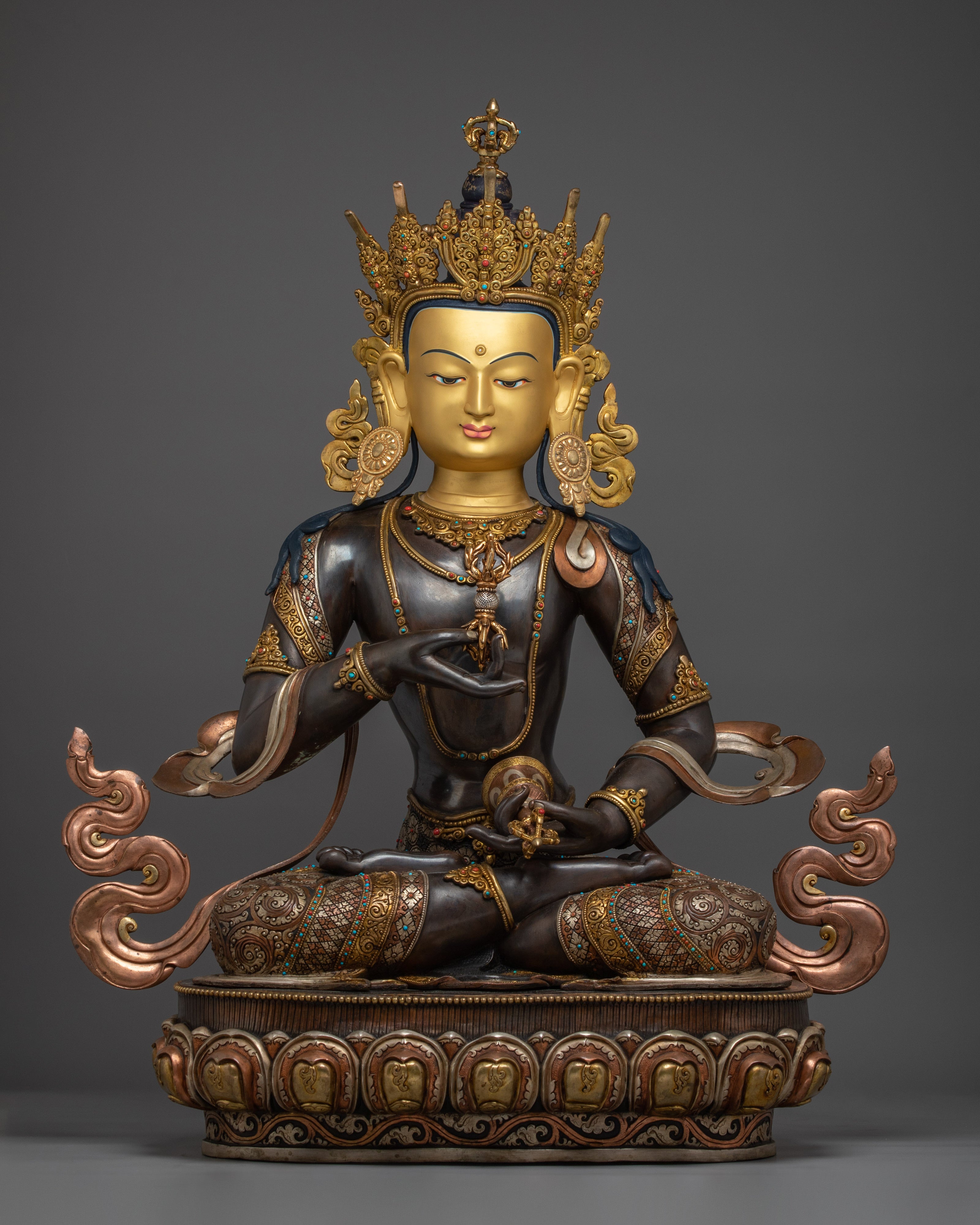 Vajrasattva Statue in Copper with Acrylic Detailing