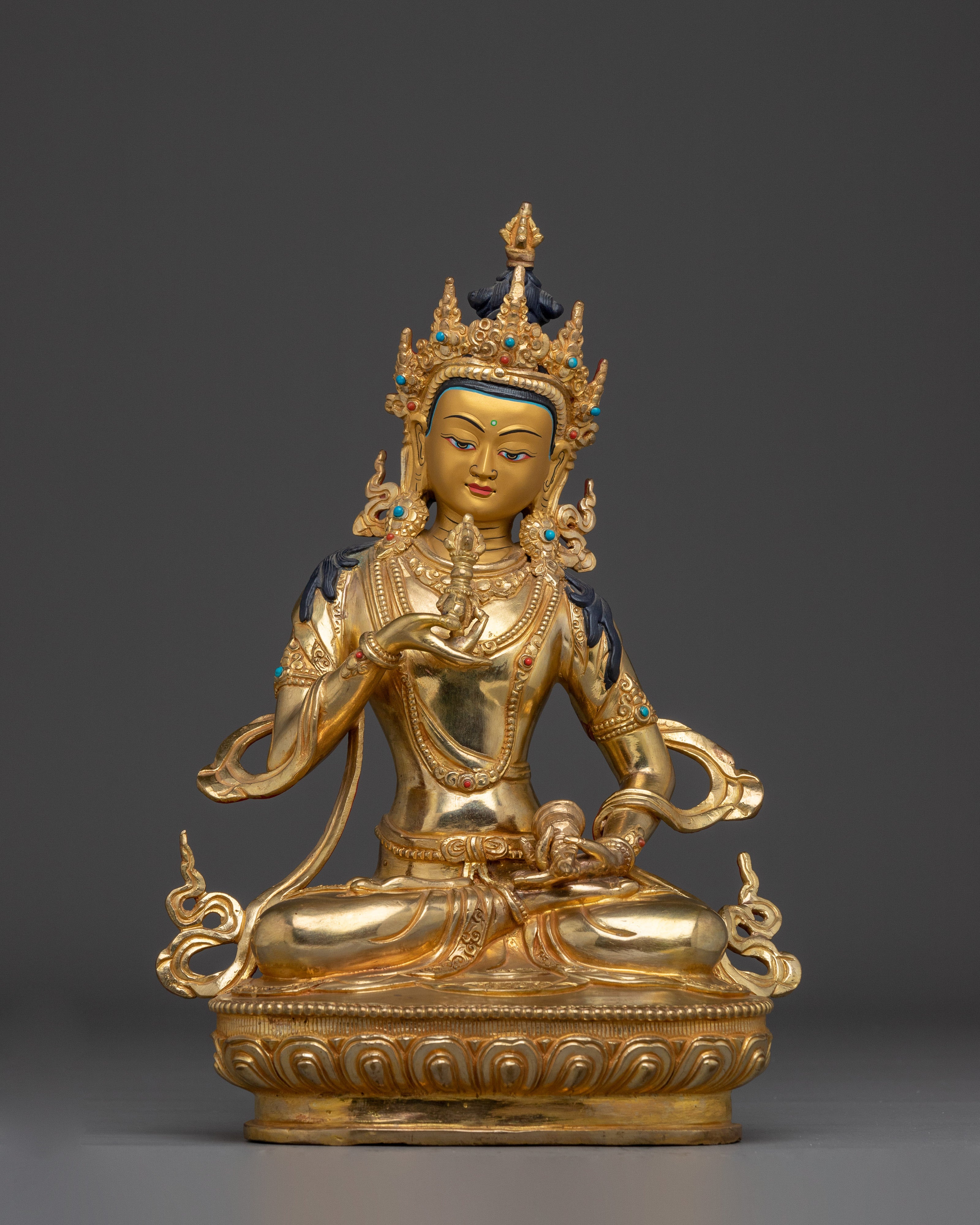 Handcrafted Gold Gilded Vajrasattva Buddhist Sculpture for Meditation