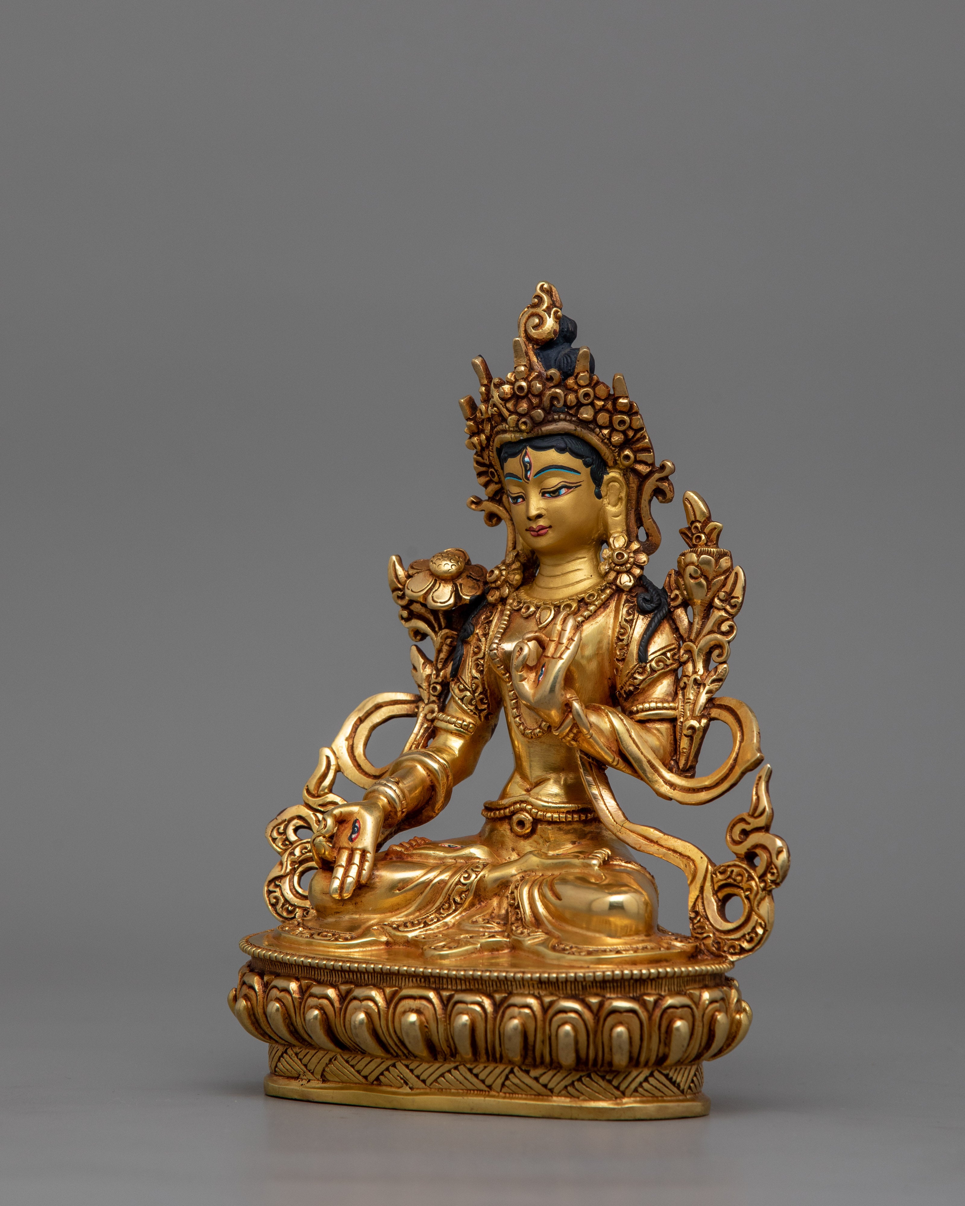 Seven Eyes Healing Deity White Tara Statue | Buddhist Female Buddha Sculpture