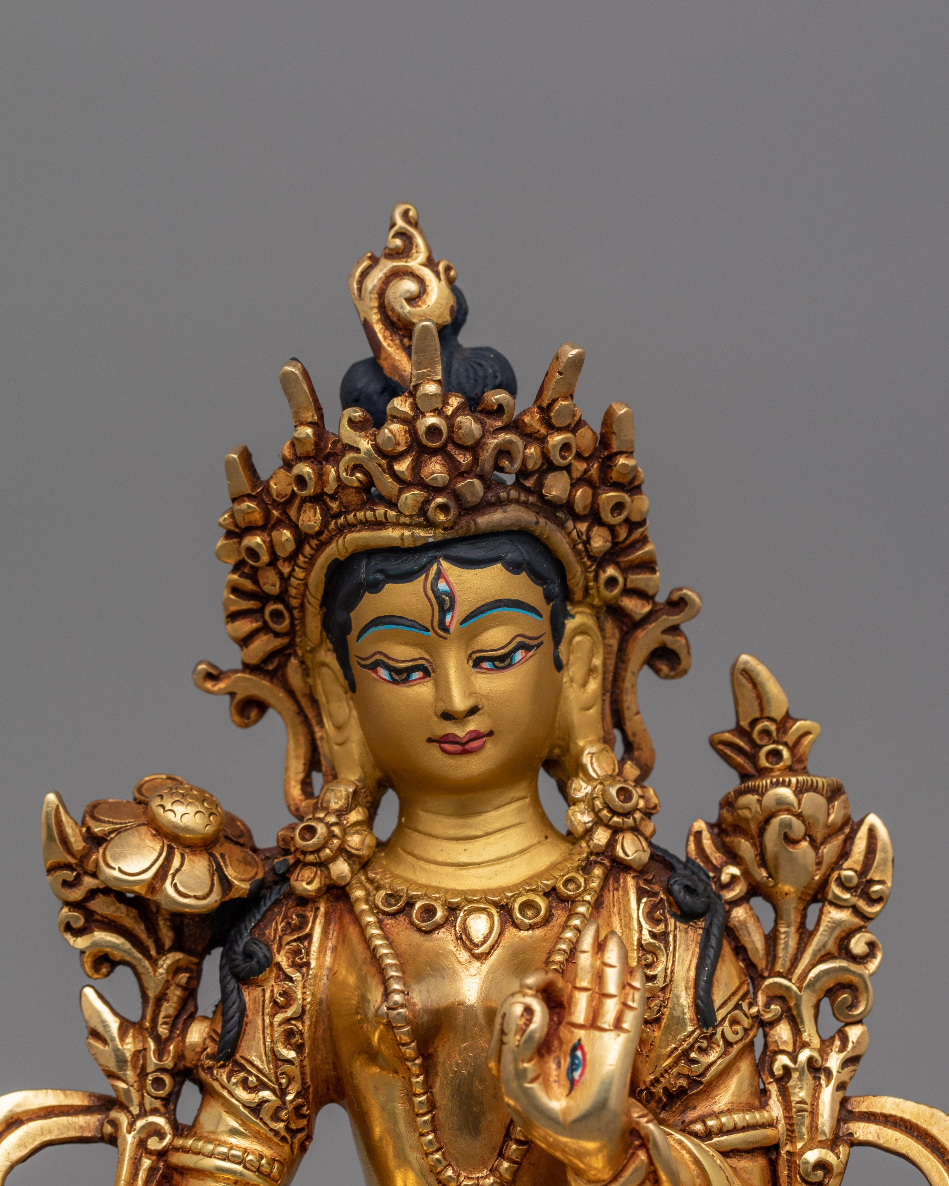 Seven Eyes Healing Deity White Tara Statue | Buddhist Female Buddha Sculpture