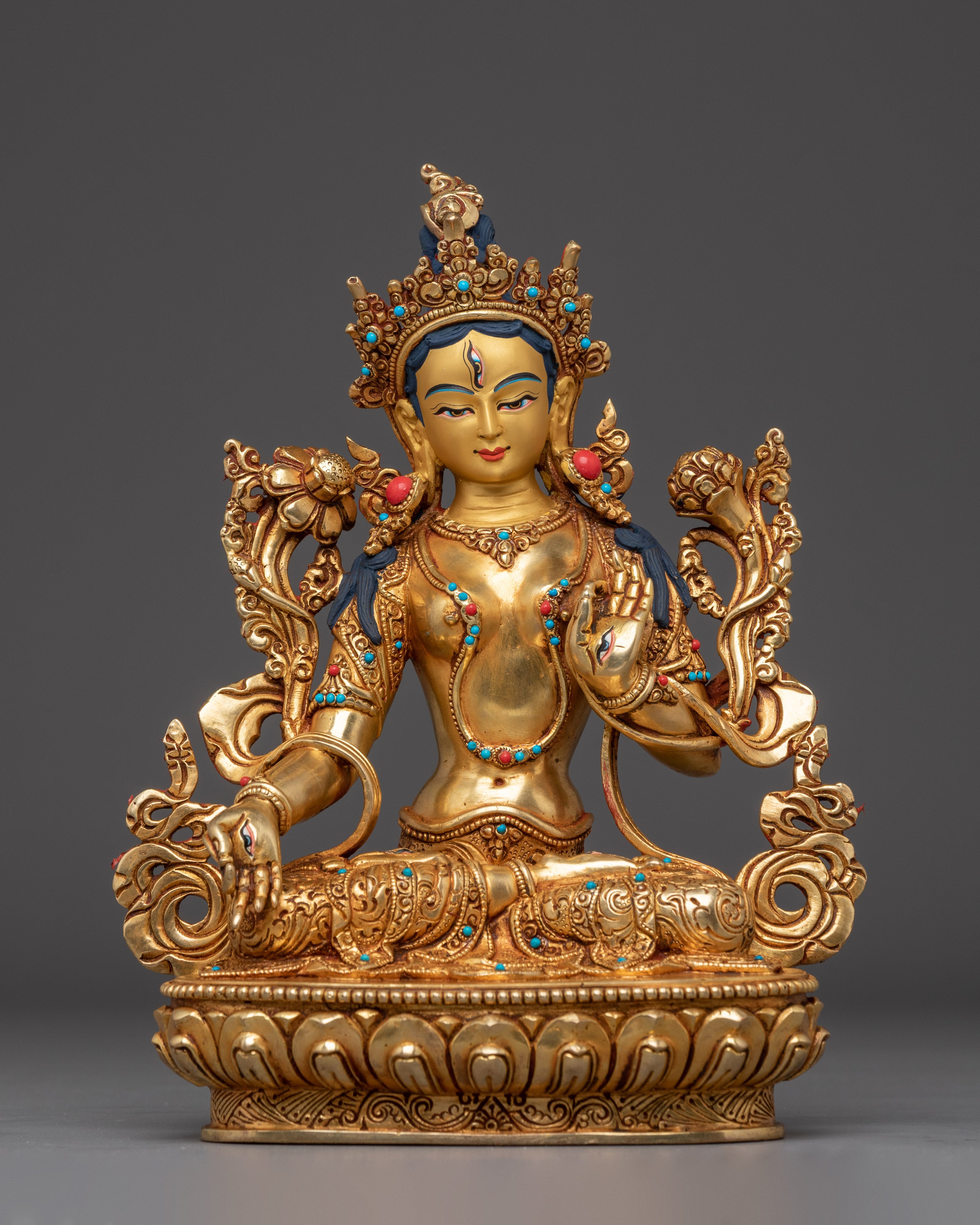 Golden White Tara Art: Tibetan Healing Deity