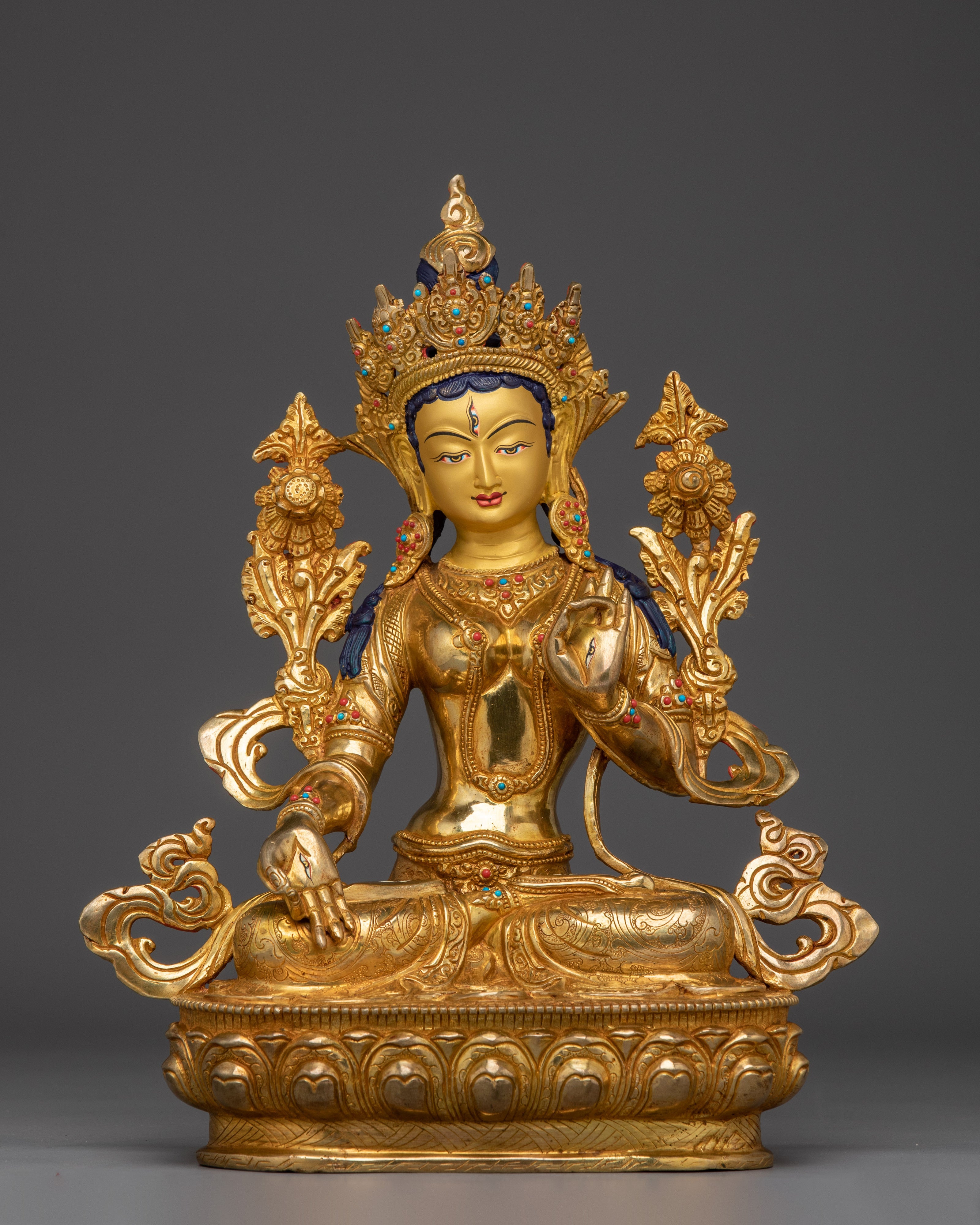 Compassion Deity White Tara Statue with Copper Body