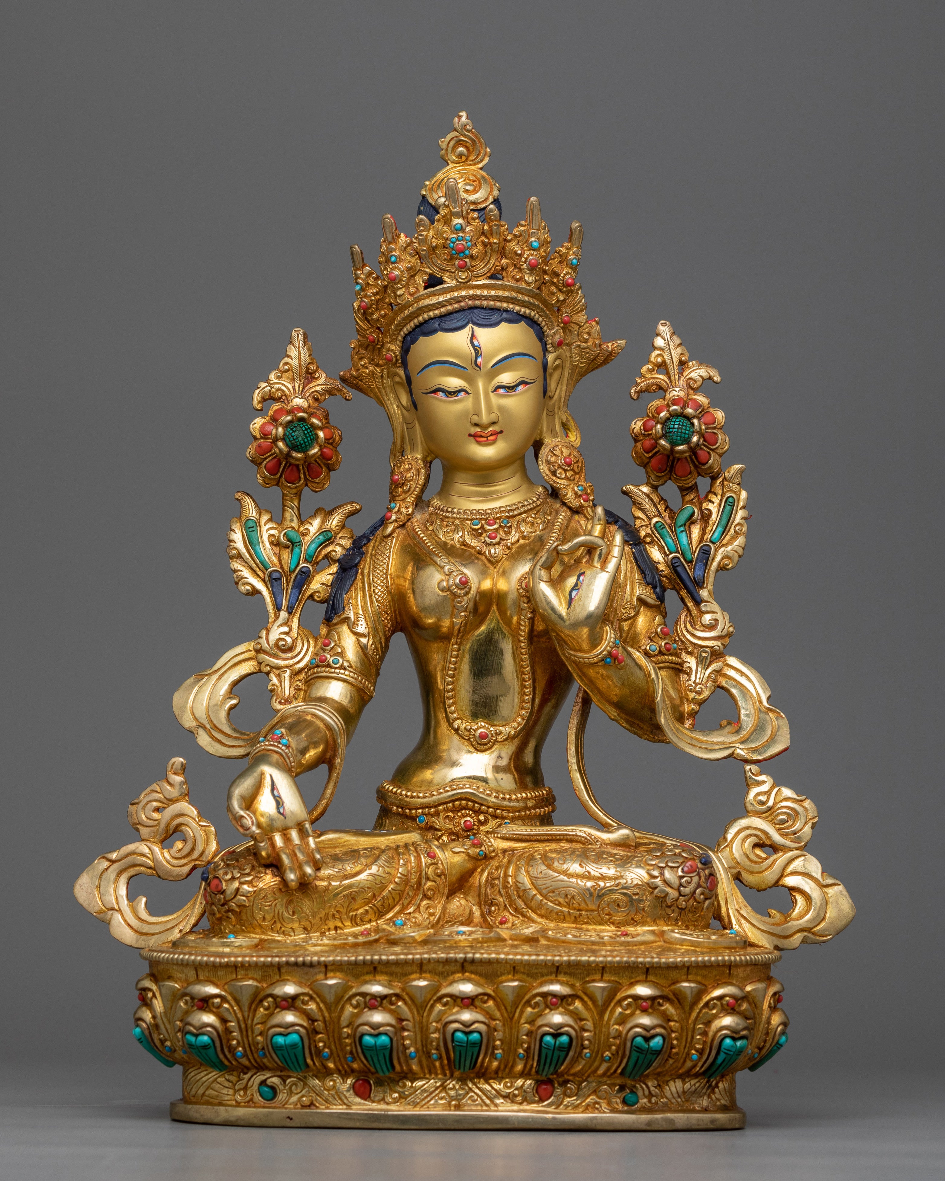 Dolma Karpo (White Tara) Sculpture | 24K Gold Gilded Serenity