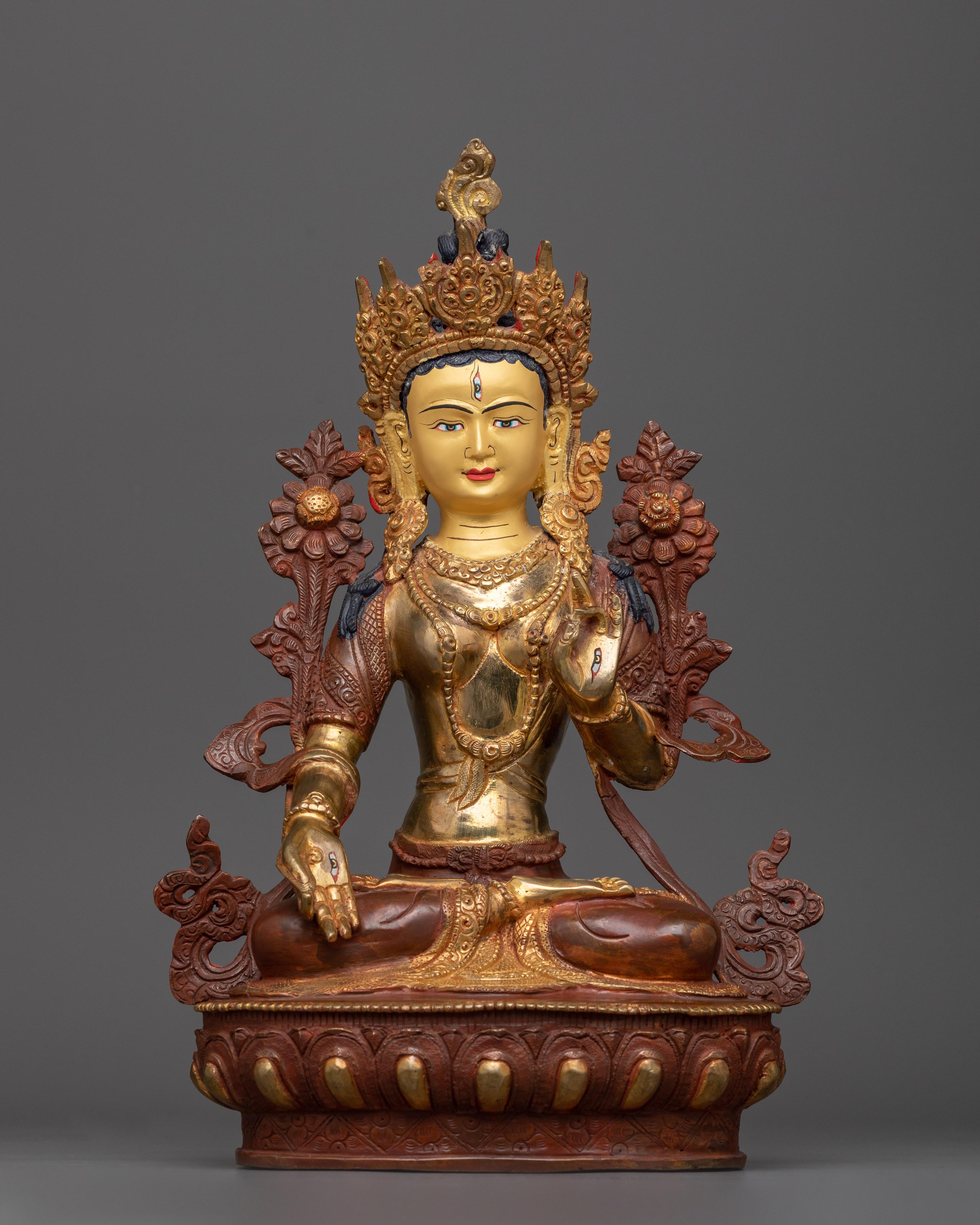 golden white tara statue