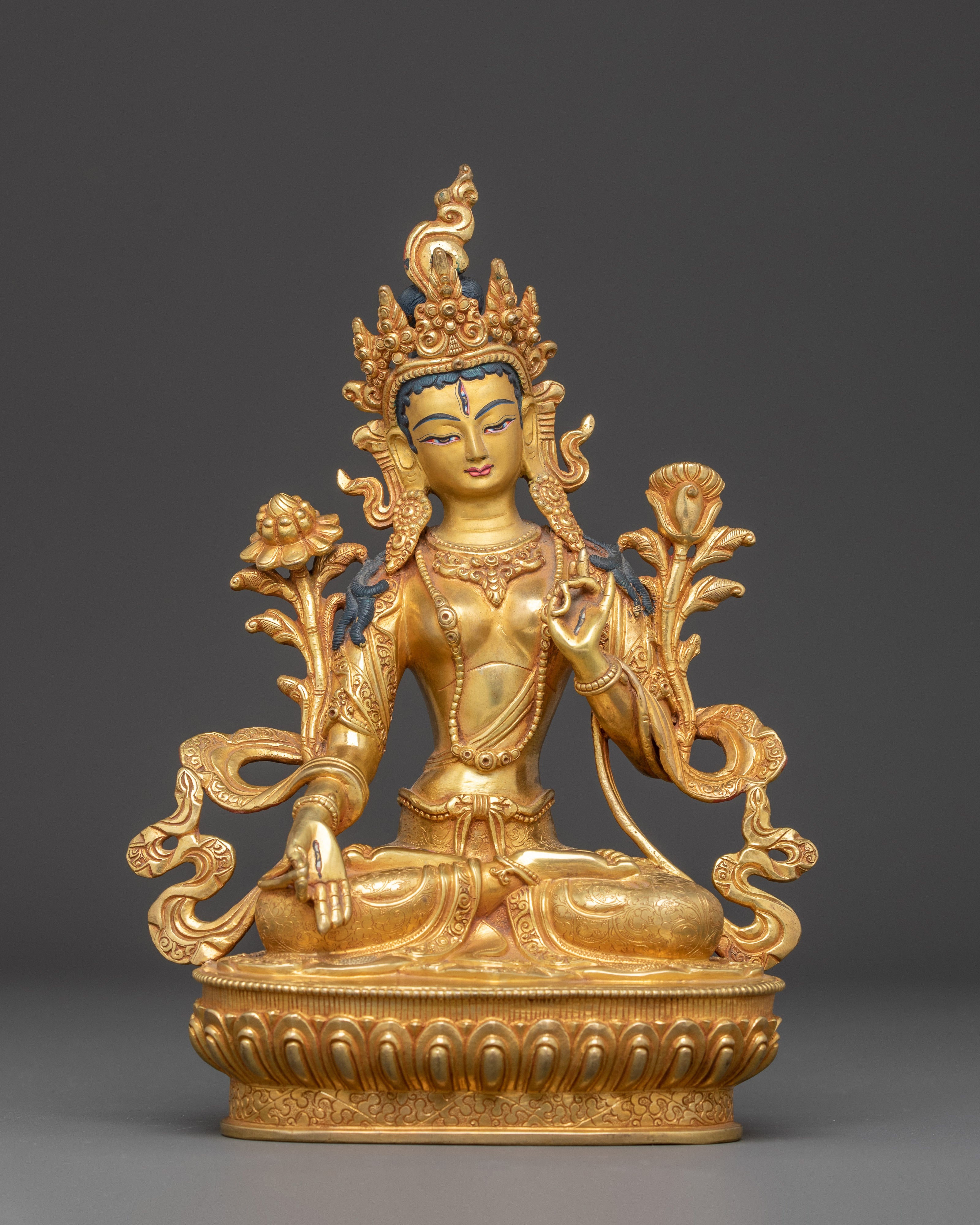 Golden Sita Tara Handmade Artwork: Tibetan Healing Goddess