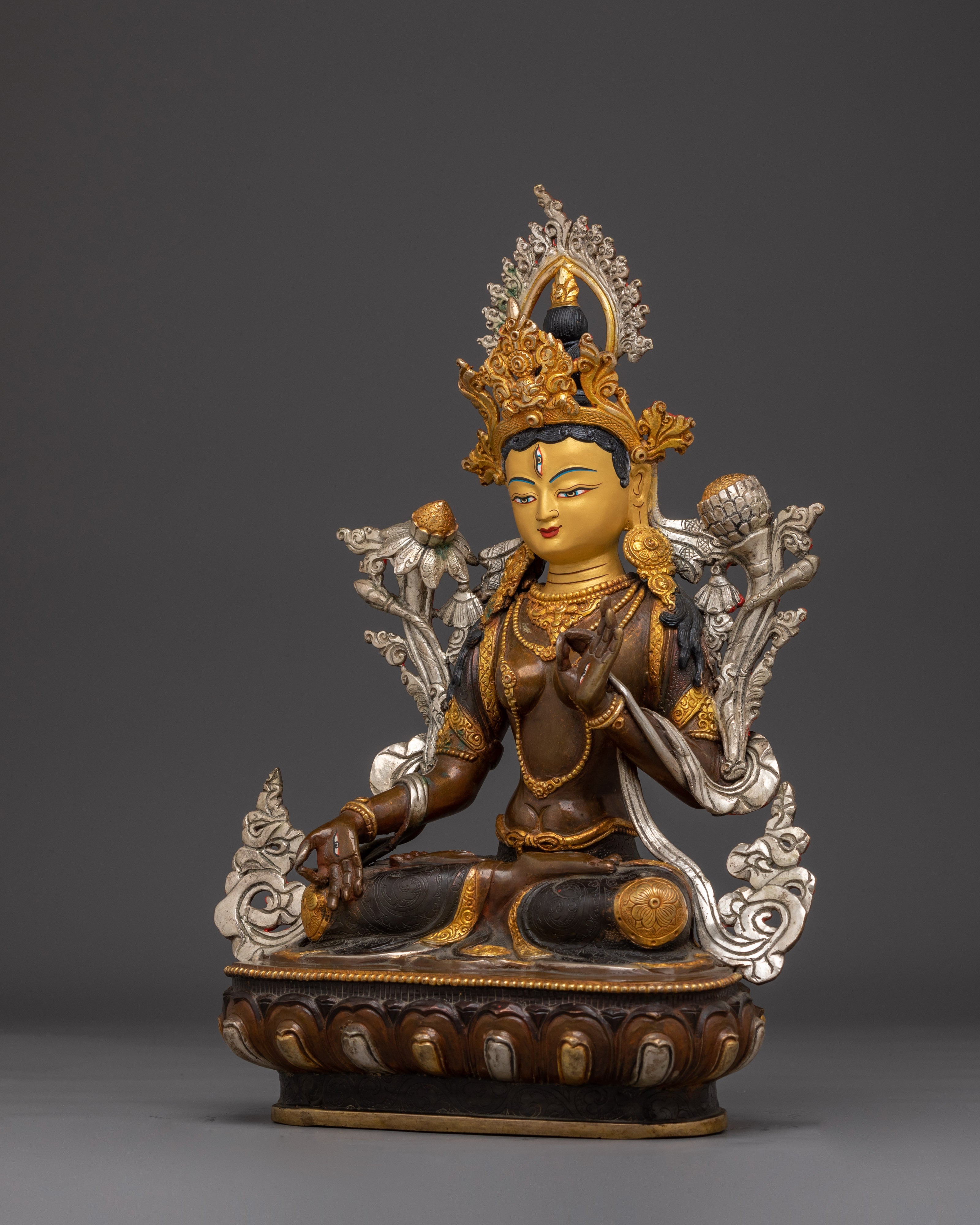 Handmade Nepalese Art of White Tara | Compassionate Protector