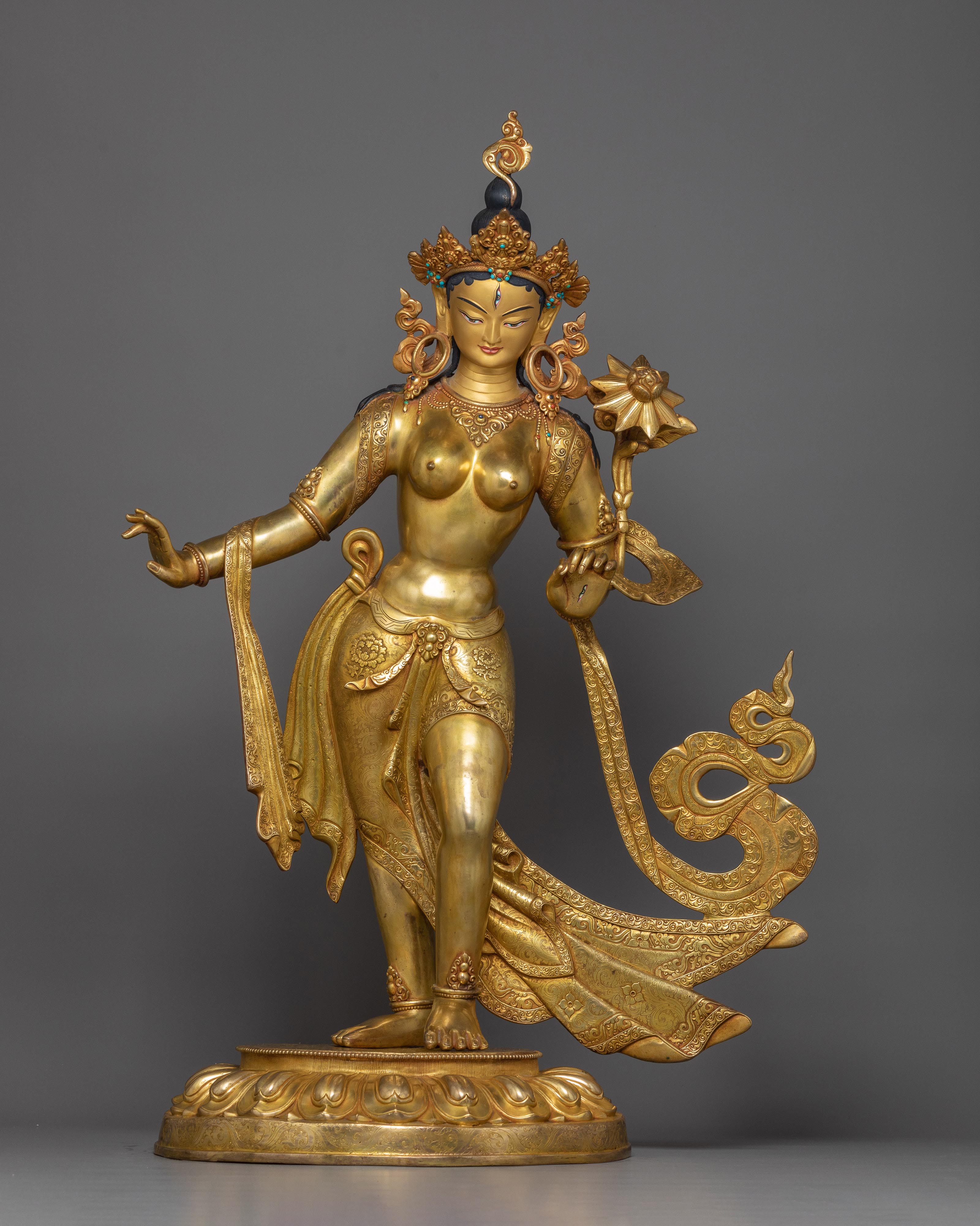 Majestic Standing White Tara Sculpture | Beacon of Healing and Serenity