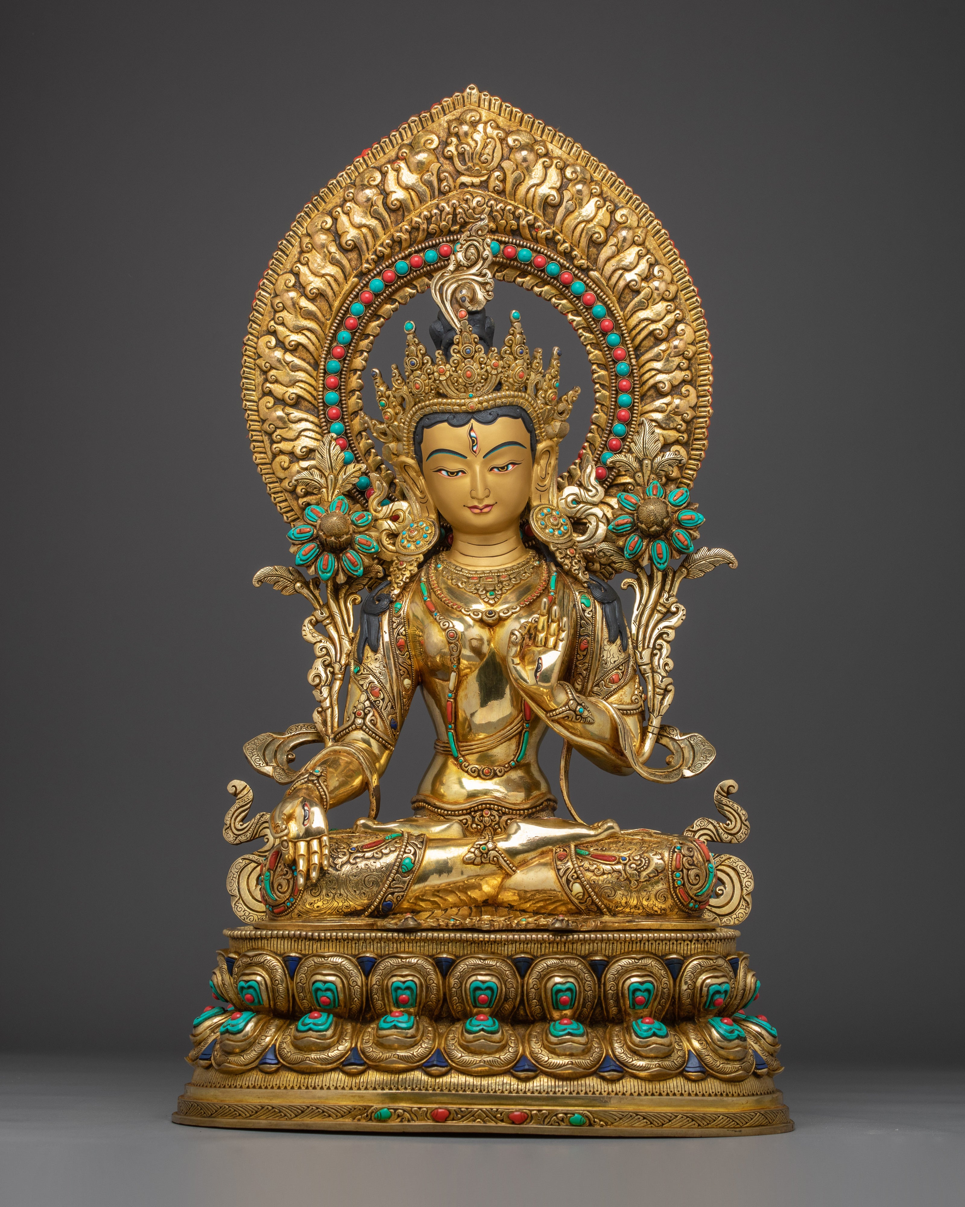 White Tara Buddha with 24K Gold Gilded