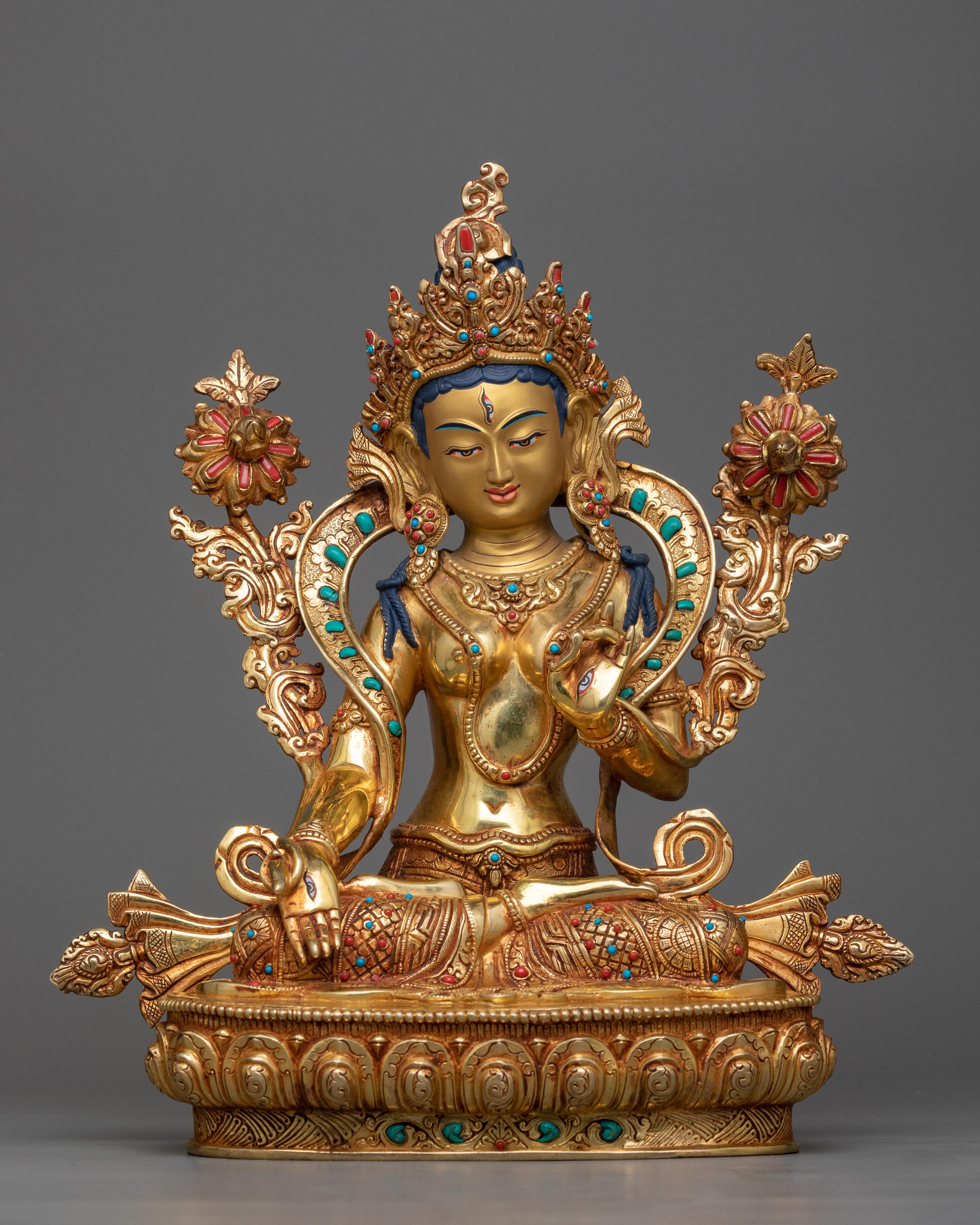 white-tara-gilt copper sculpture