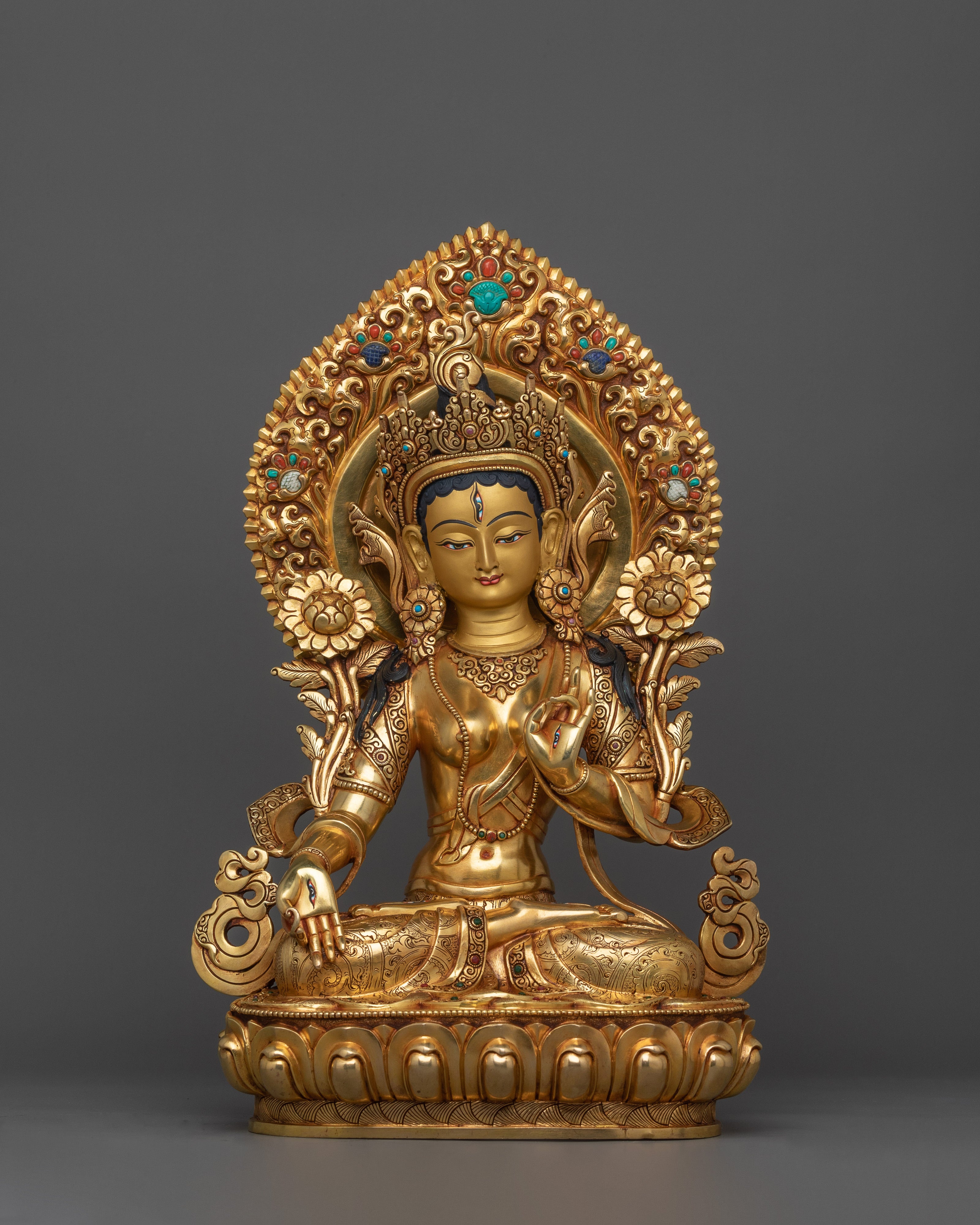 Traditionally Sculpted White Tara | Tara with Seven Eyes