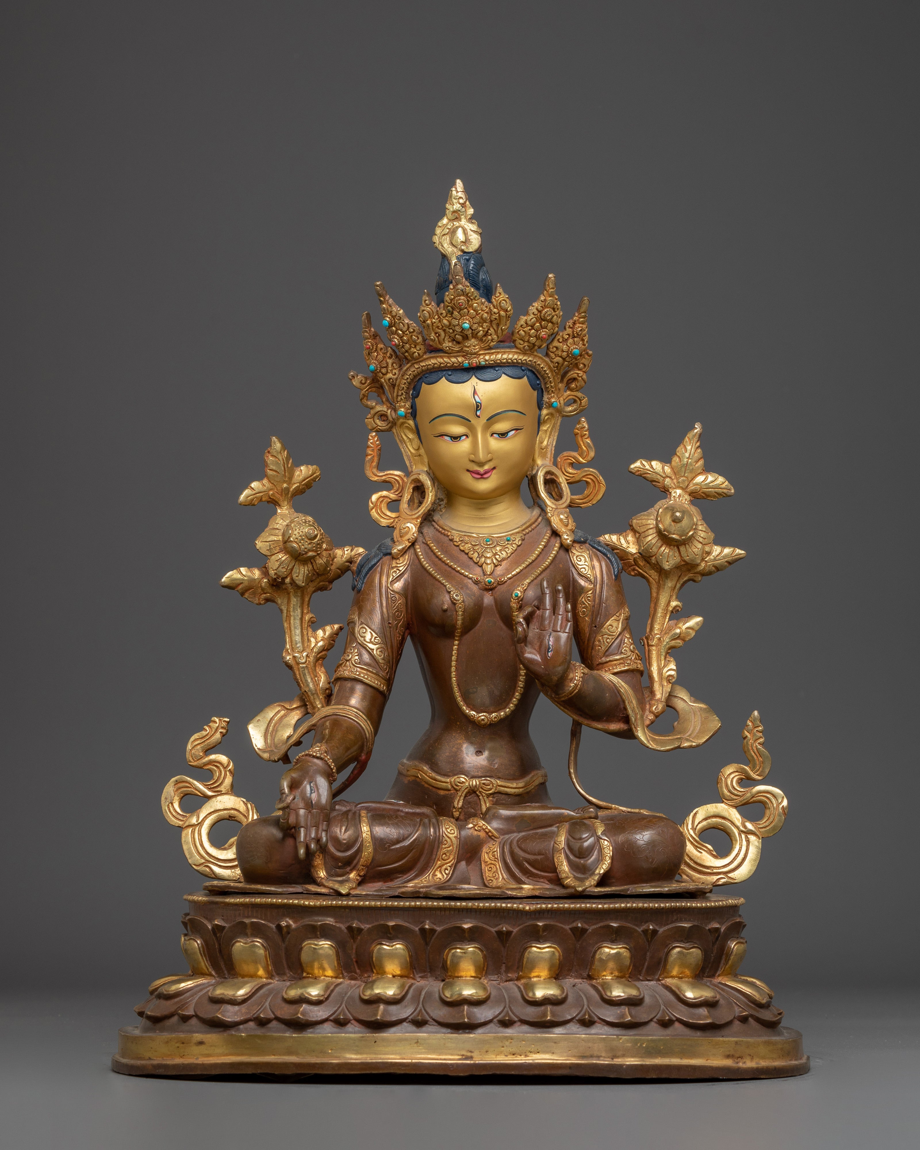 Handmade White Tara Statue: Compassionate Deity of Life
