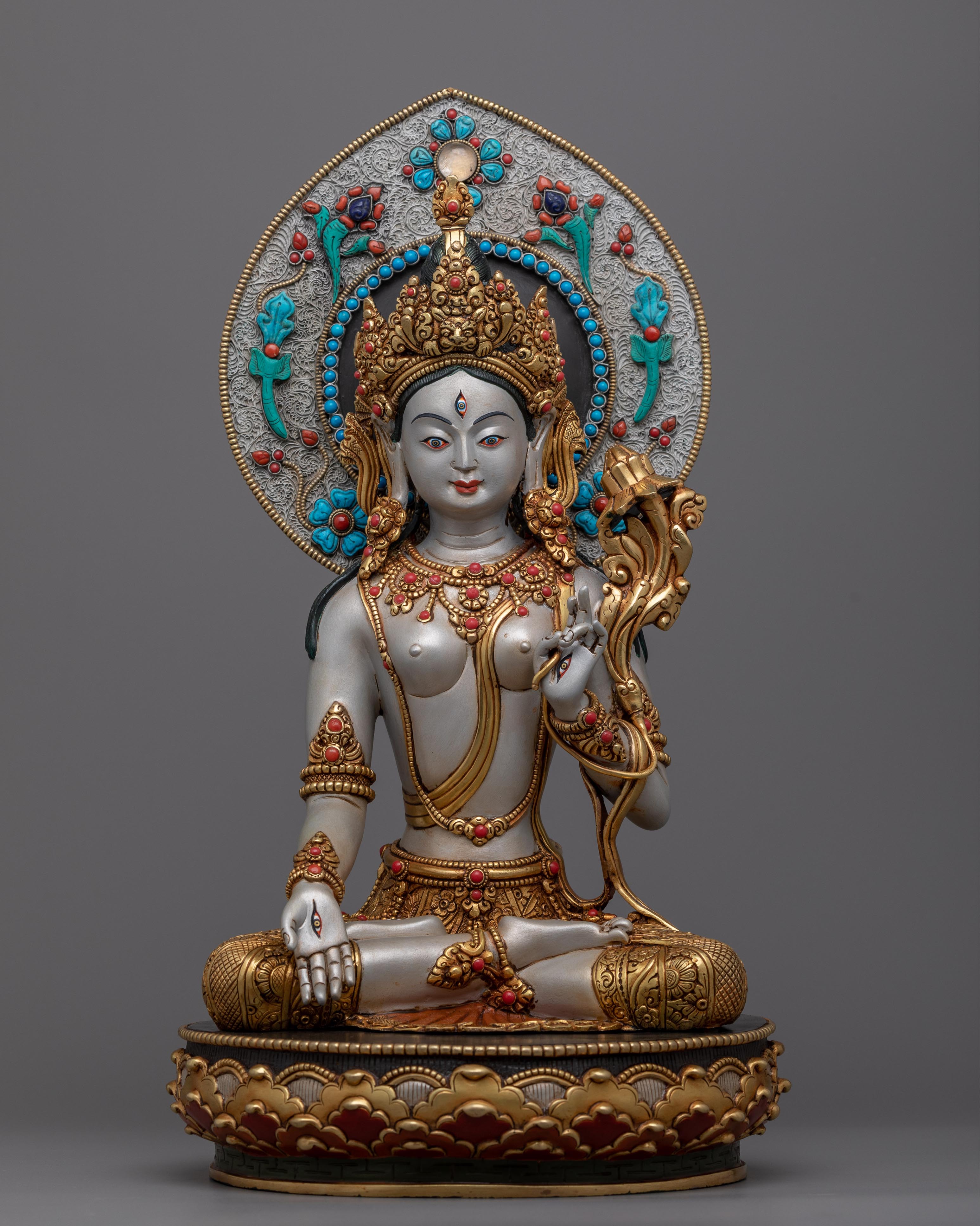 Serenity and Longevity with Our White Tara Statue | Himalayana Acrylic Painted Art