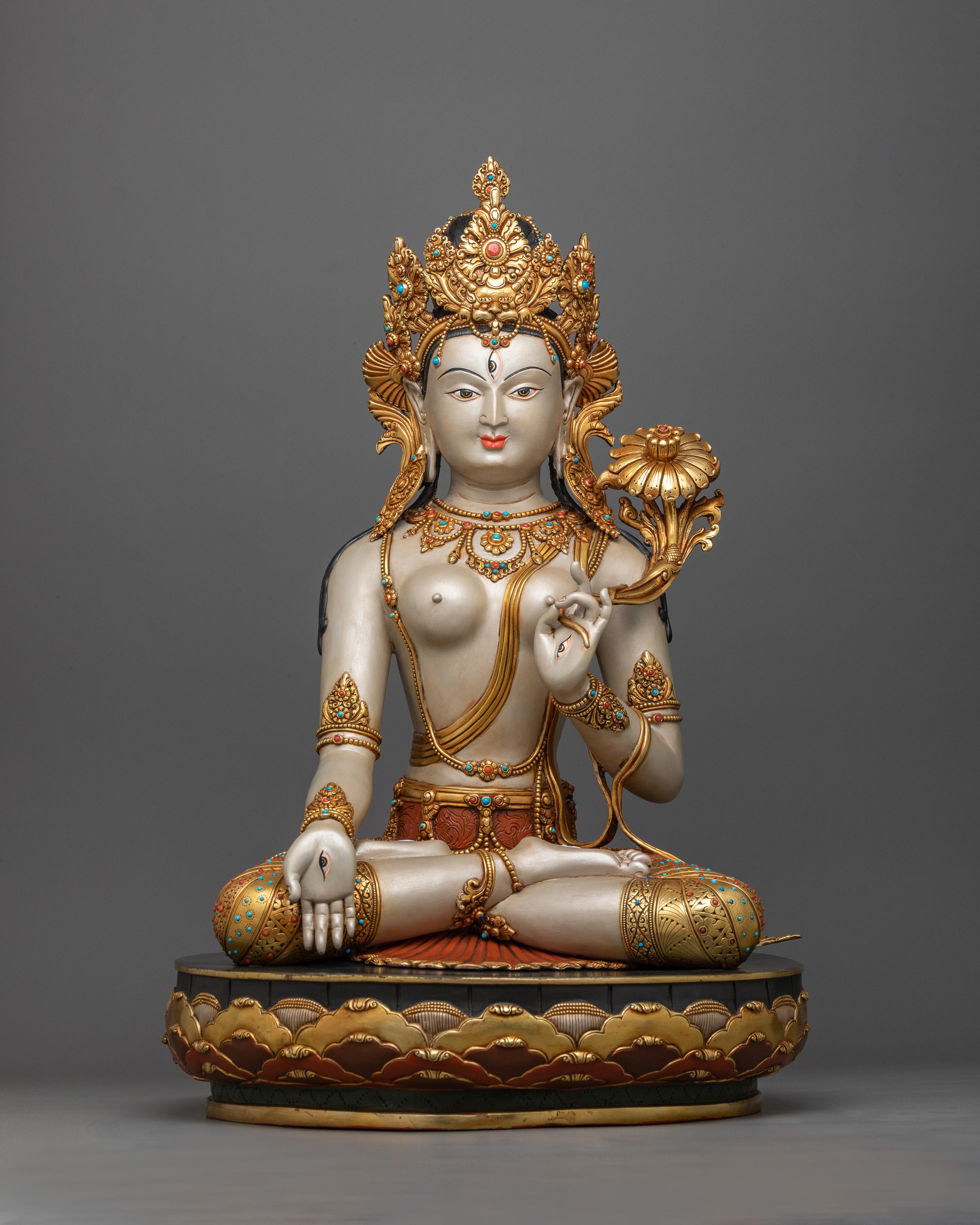 white-Tara painted-sculpture
