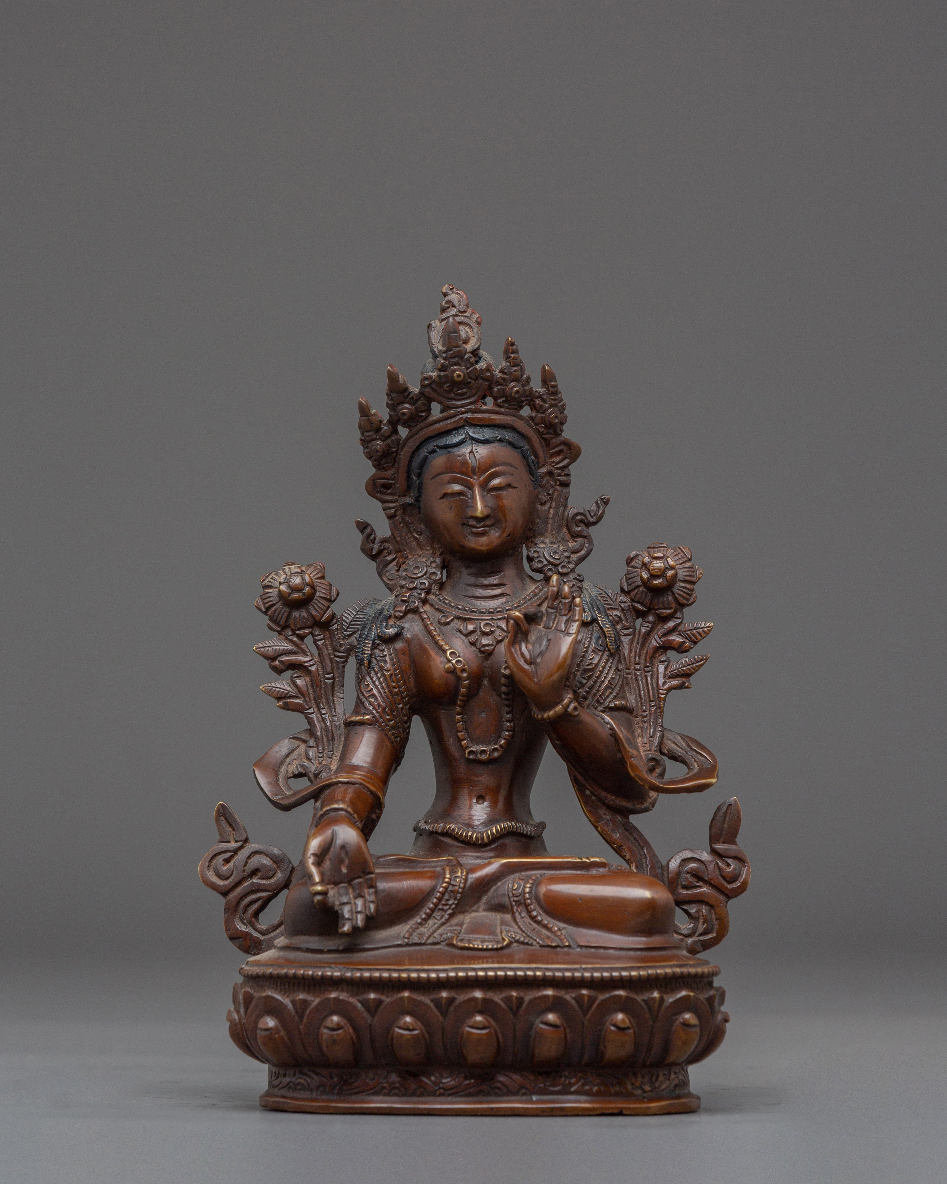 White Tara Copper Sculpture for Healing