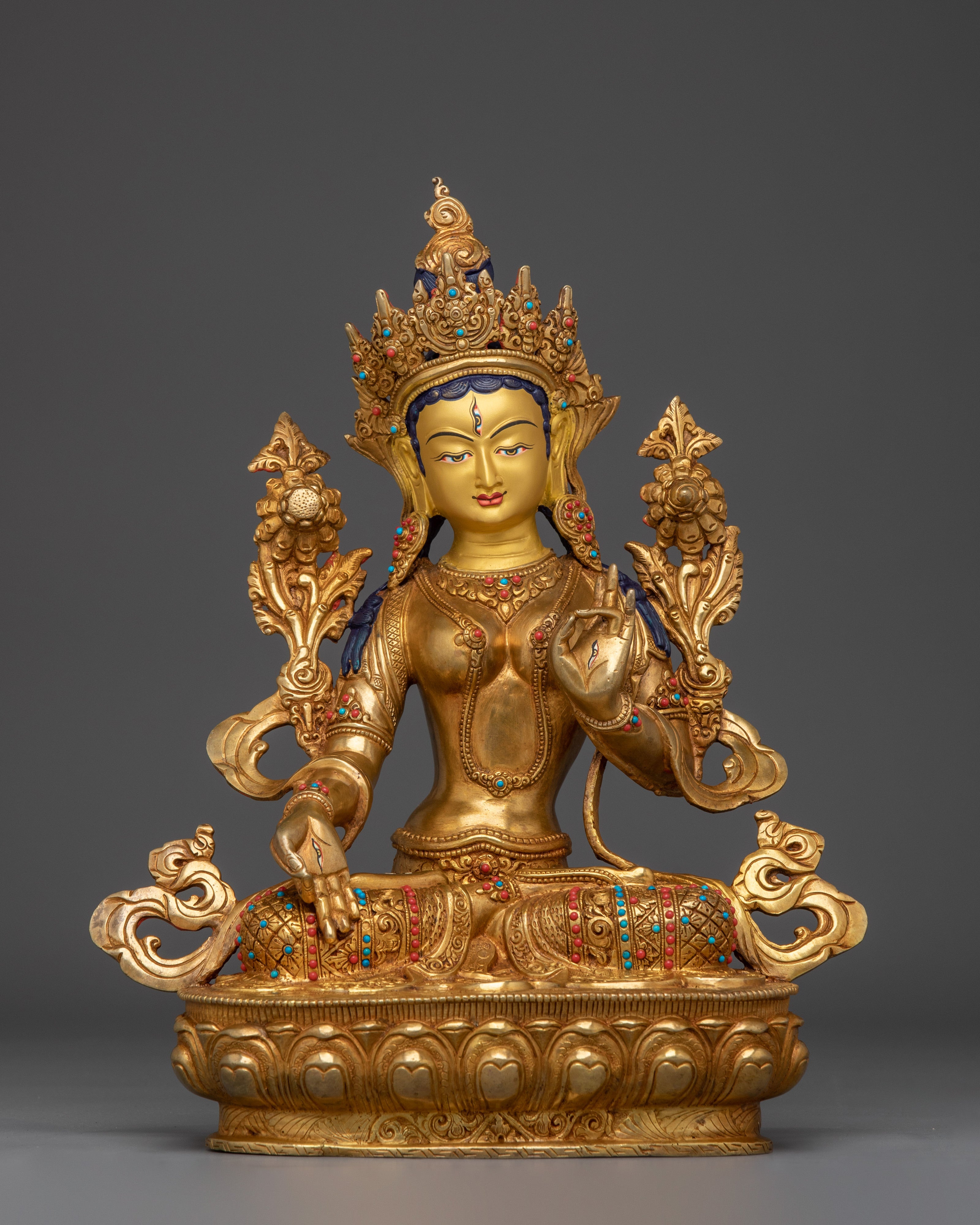 White Tara Statue With Copper Body