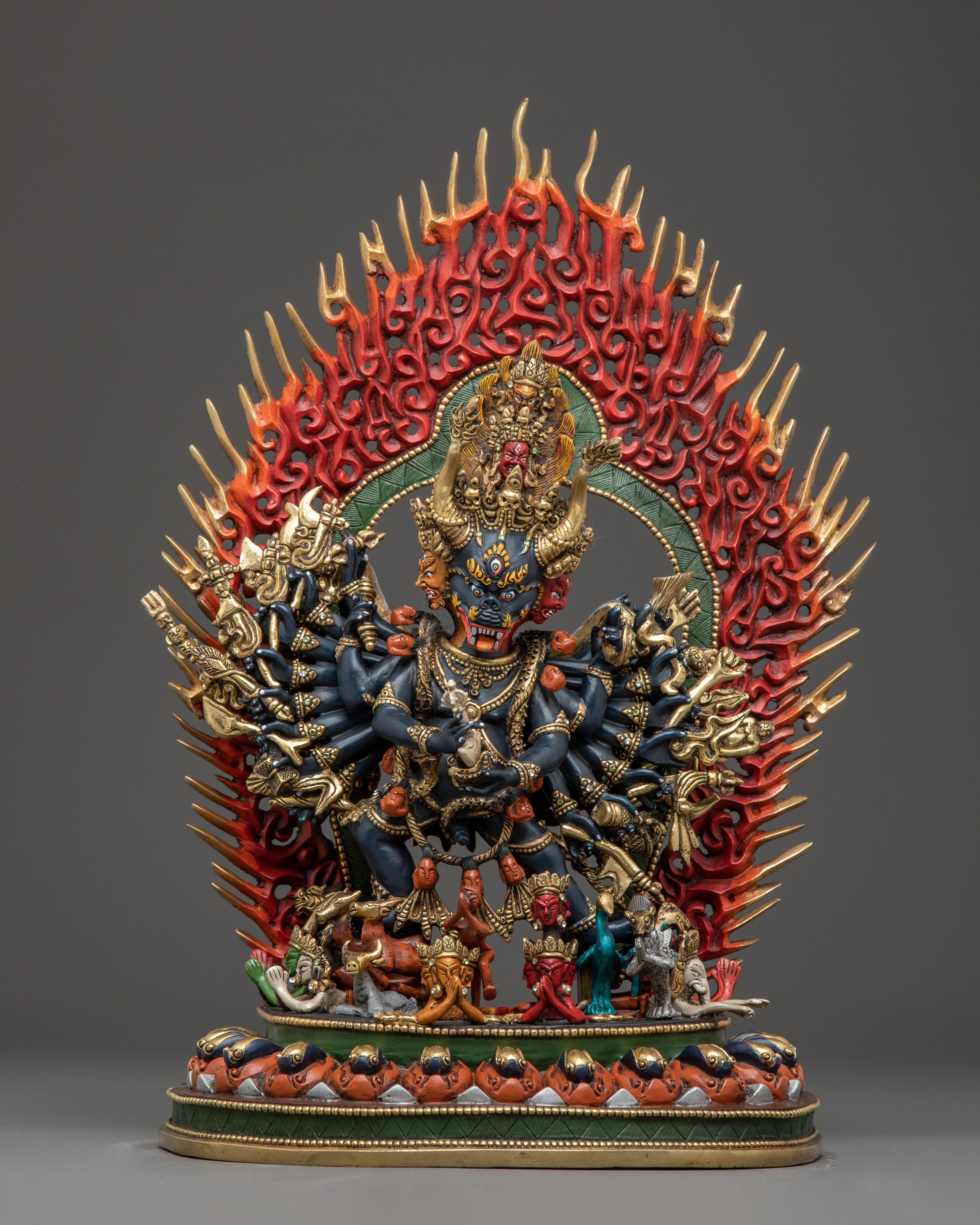 Buddhist Yamantaka Statue: Conqueror of Death | Gold Gilded Wrathful Deity
