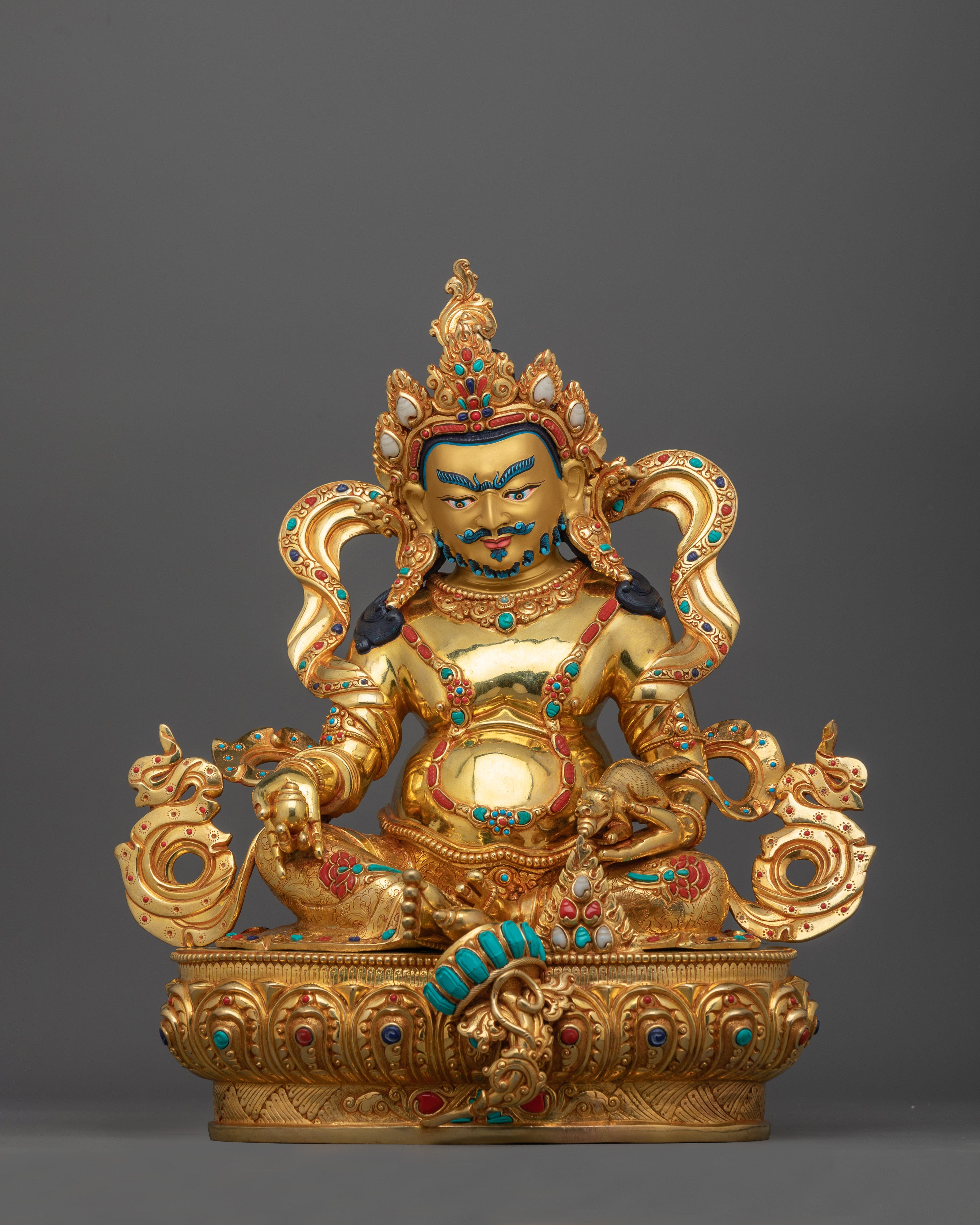 Buddhist Wealth Deity Yellow Dzambhala Statue Tibetan Buddhist Dzamb