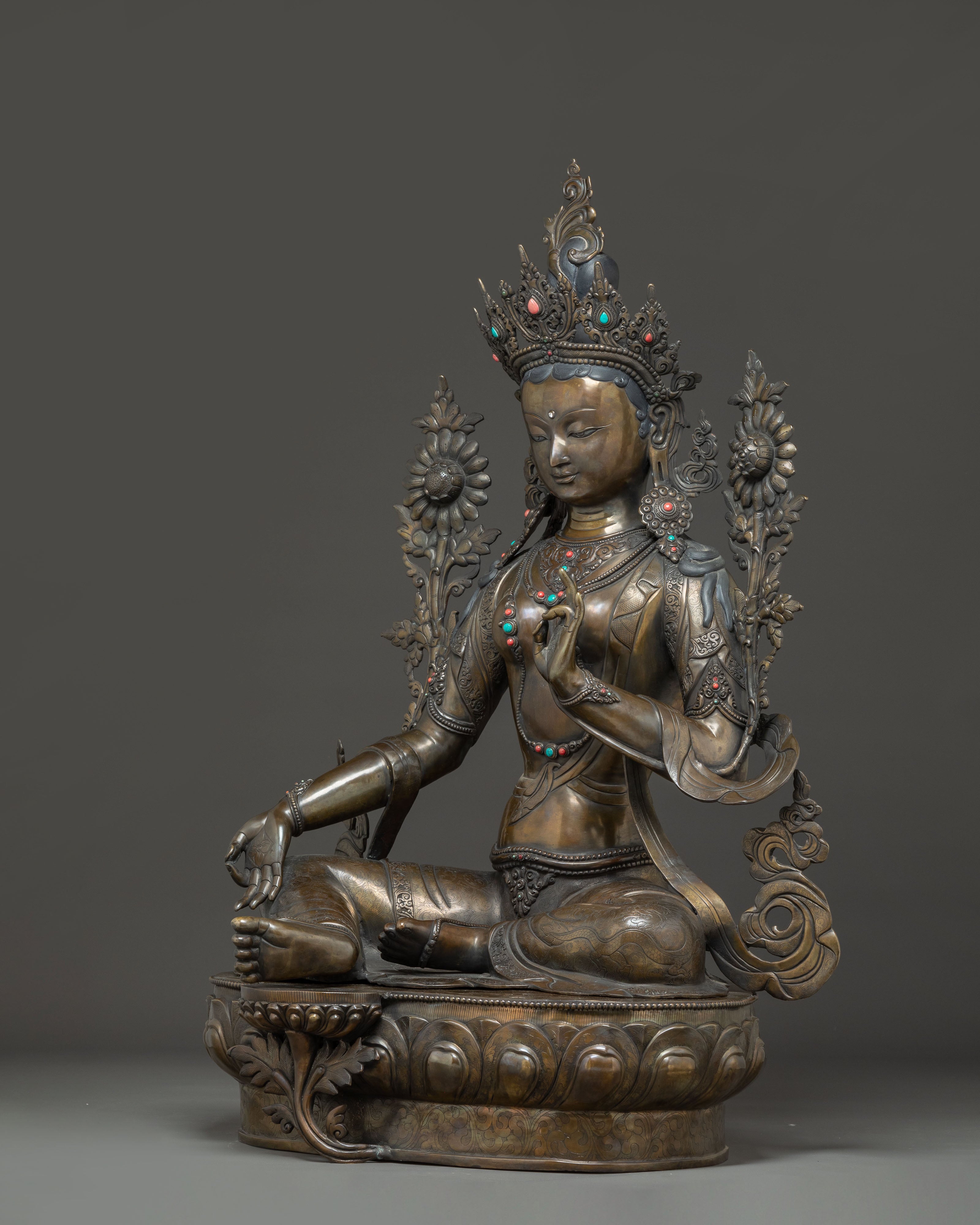 Life-Size Statue of Green Tara | Compassion Deity