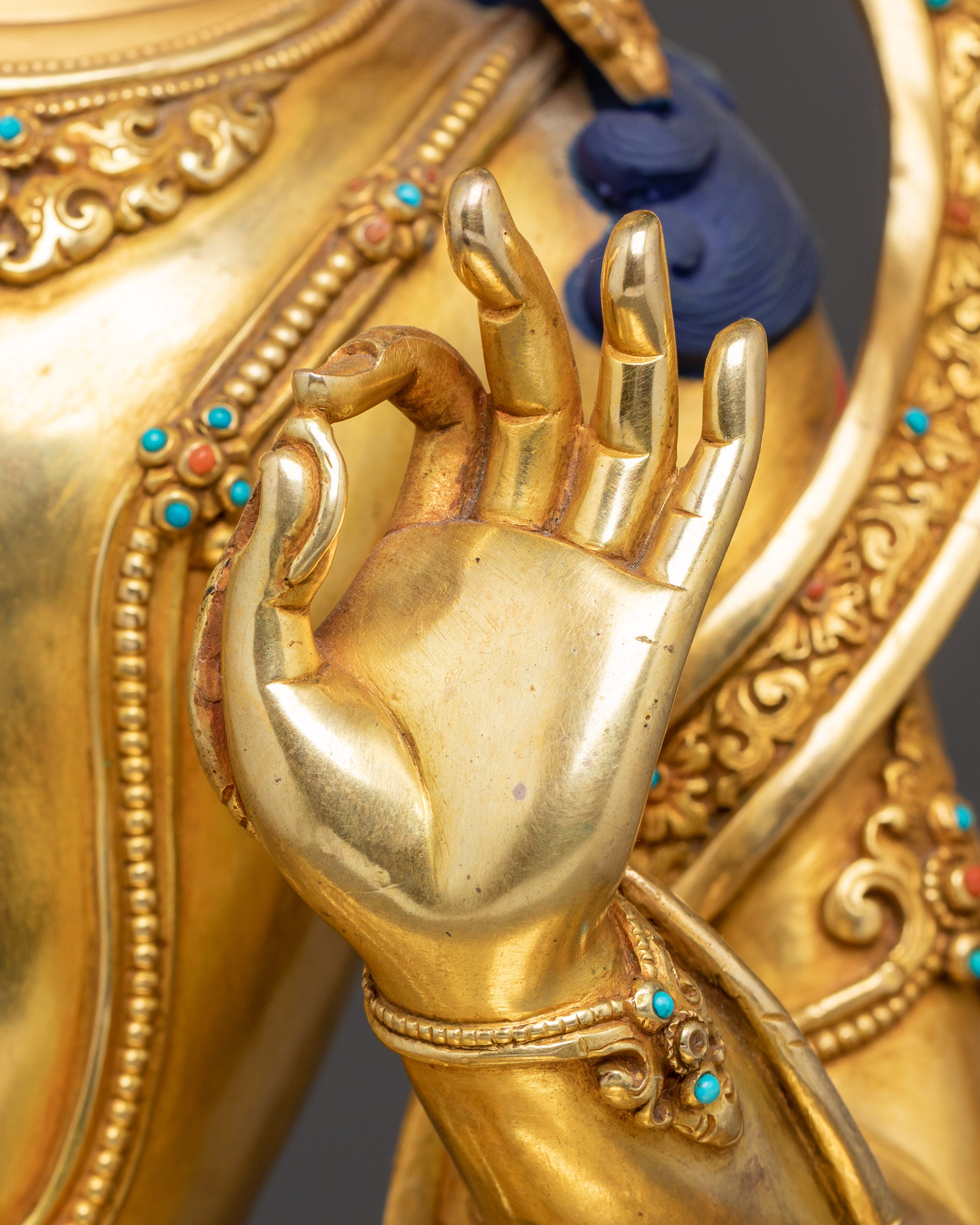 Handcrafted Copper Statue of Bodhisattva Manjushri | Buddhist Spiritual Decor