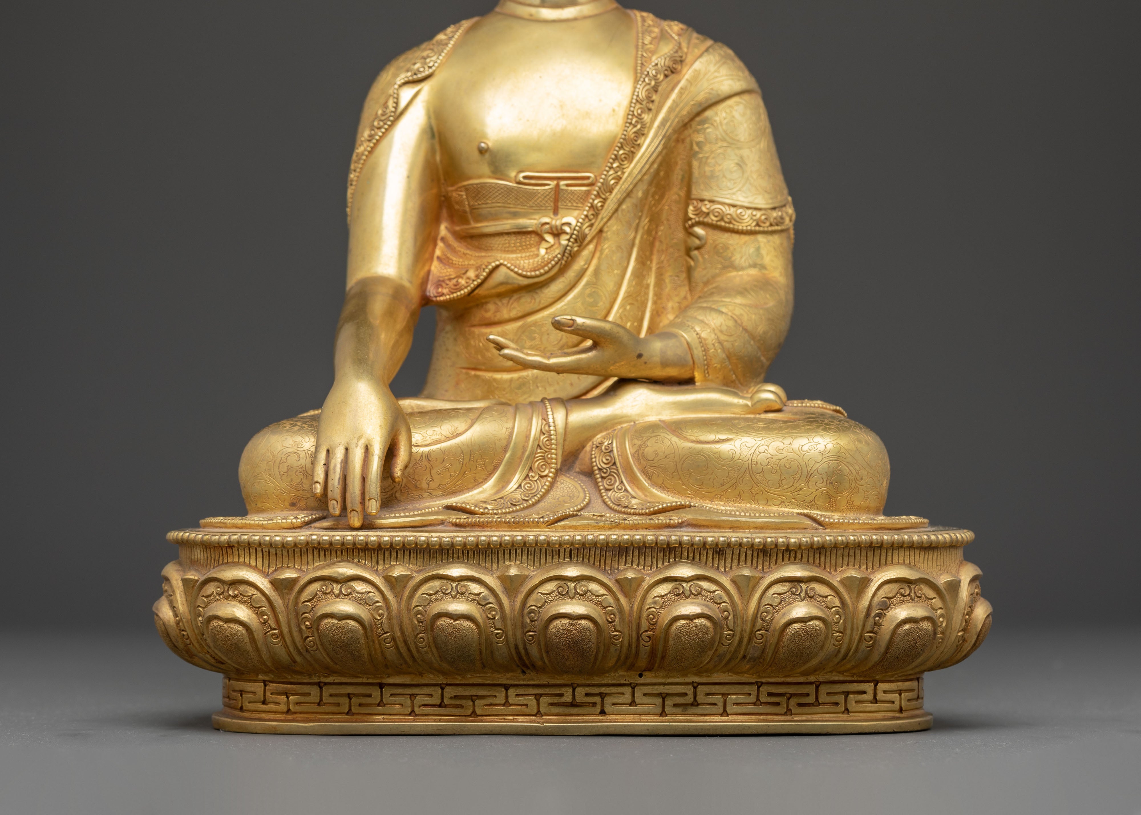 Handmade Tibetan Golden Shakyamuni Buddha Copper Art