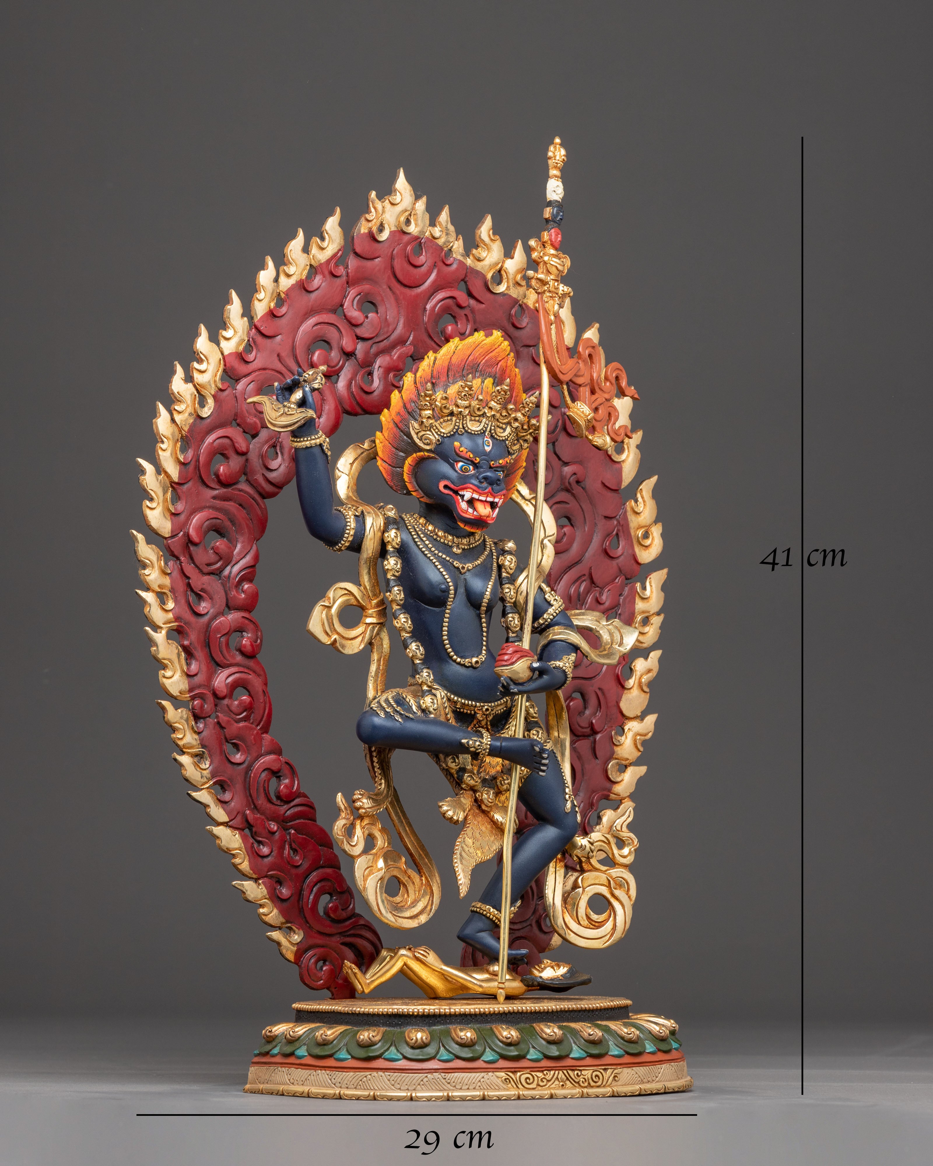 Handcrafted Dharma Protector Simhamukha Sculpture | Wrathful Guardian Deity