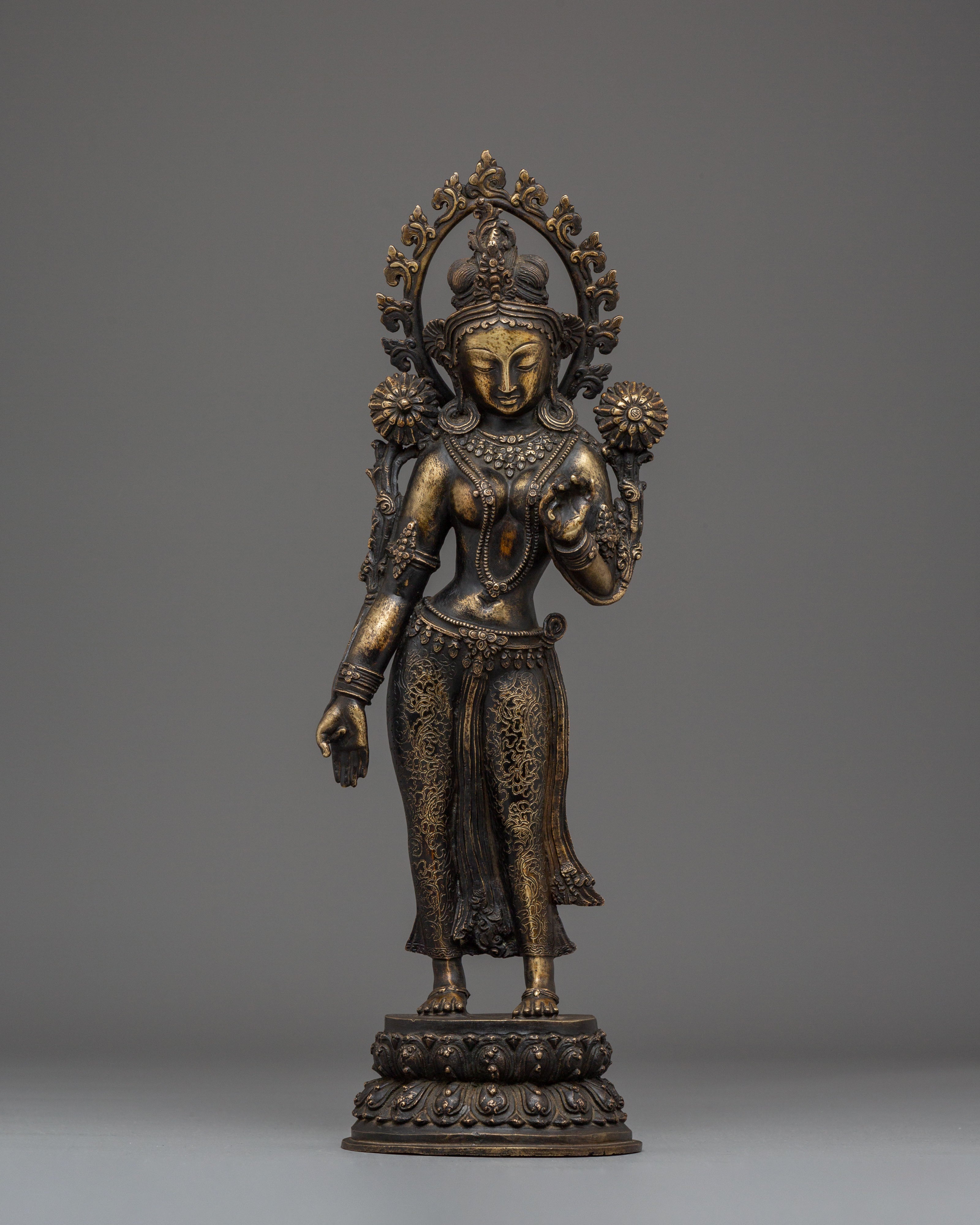 Handmade Bronze Statue of Green Tara