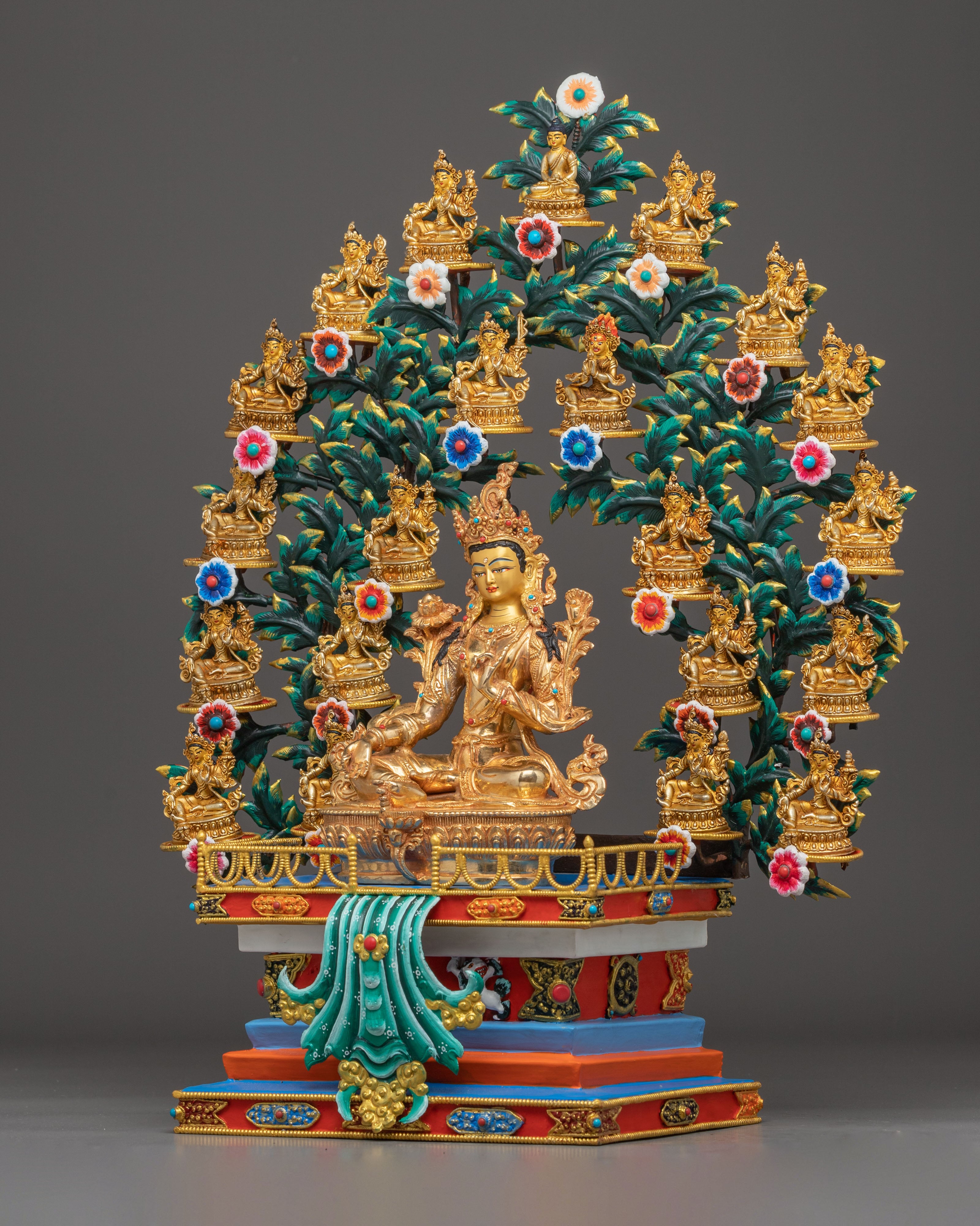 Golden 21 Tara Statues Set | Multiples of Tara for Ritual and Altar