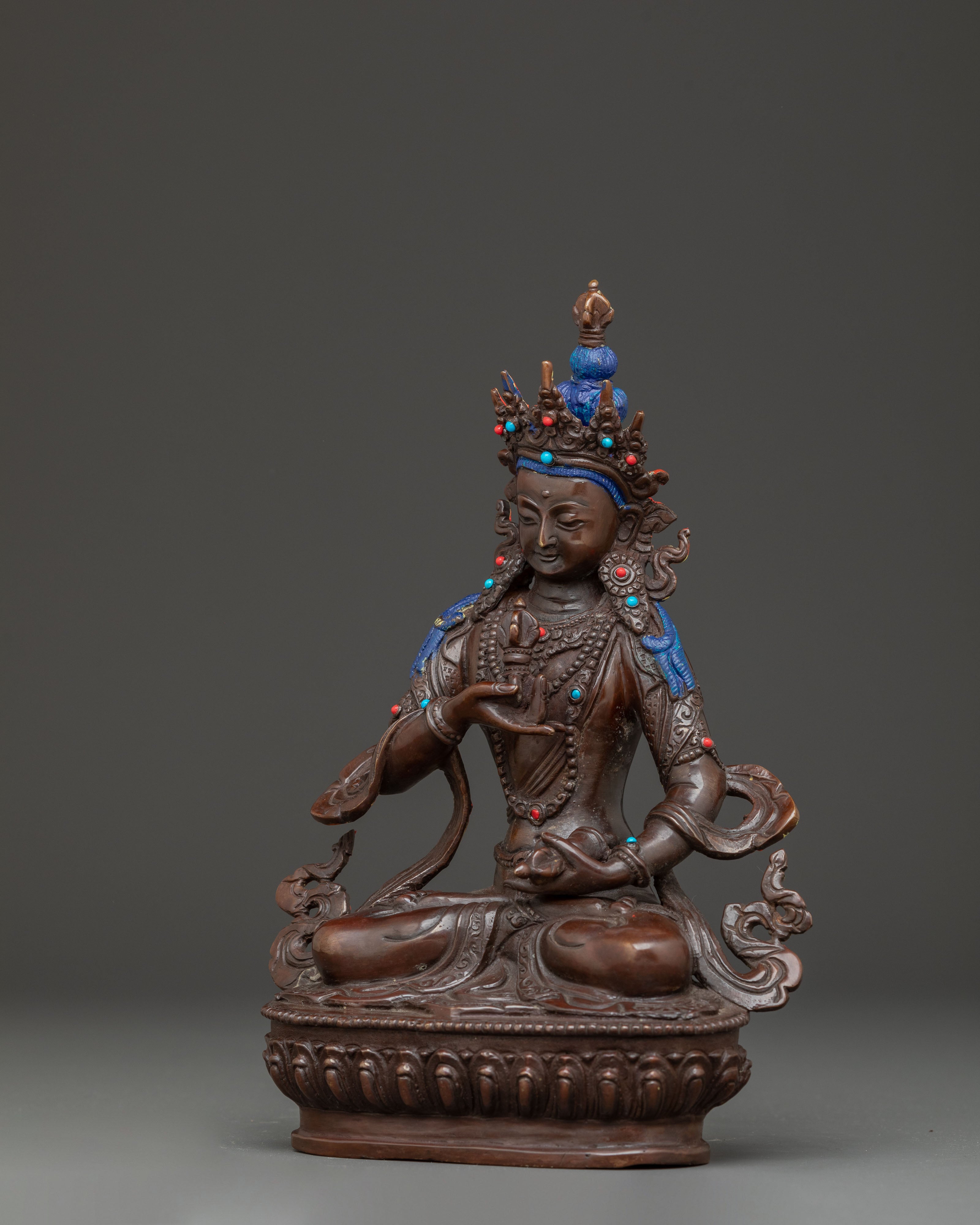 Handmade Oxidized Copper Statue of Vajrasattva | Tantric Purification Deity