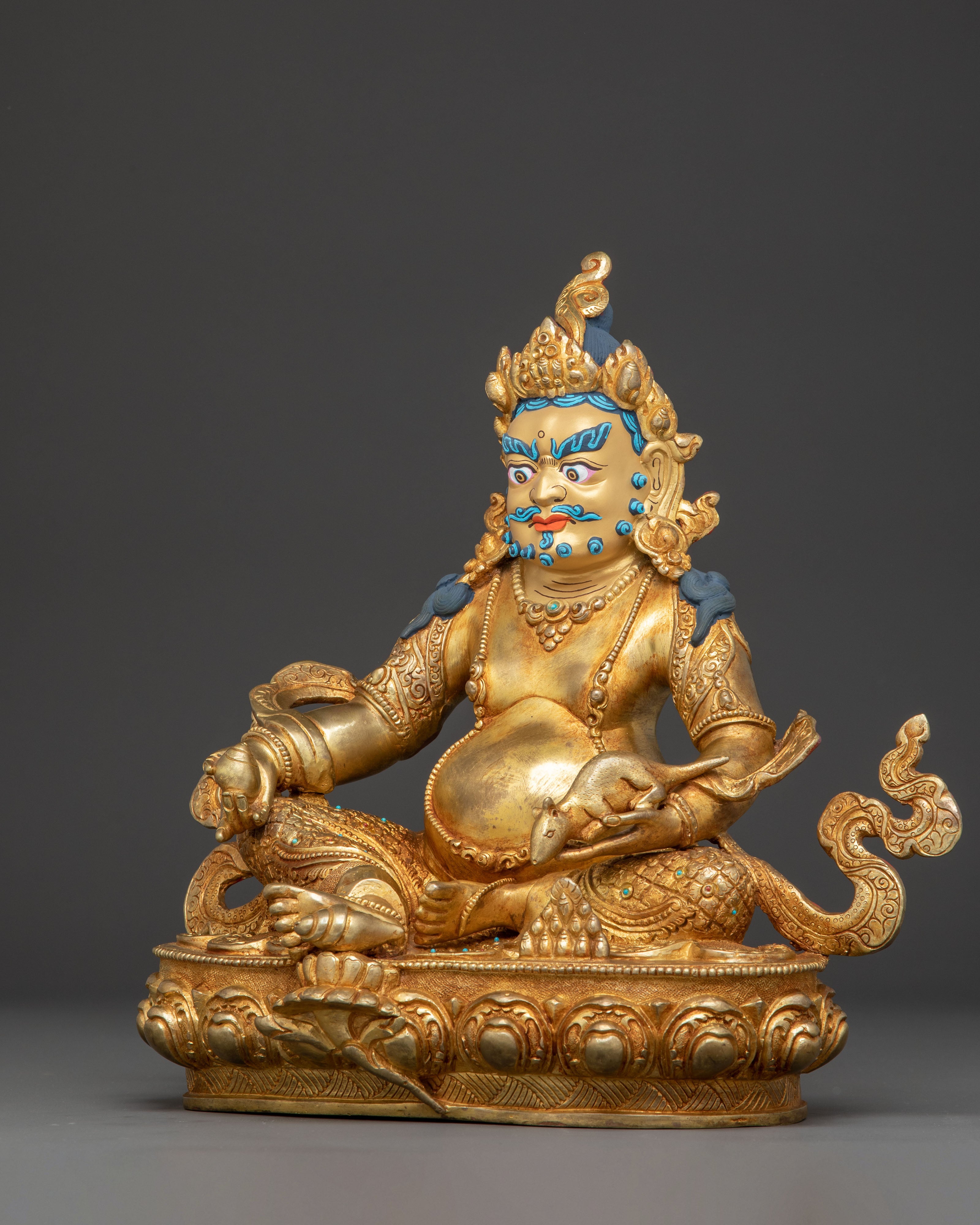 Golden Majestic Wealth Icon Dzambhala Statue | Tibetan Protector Deity