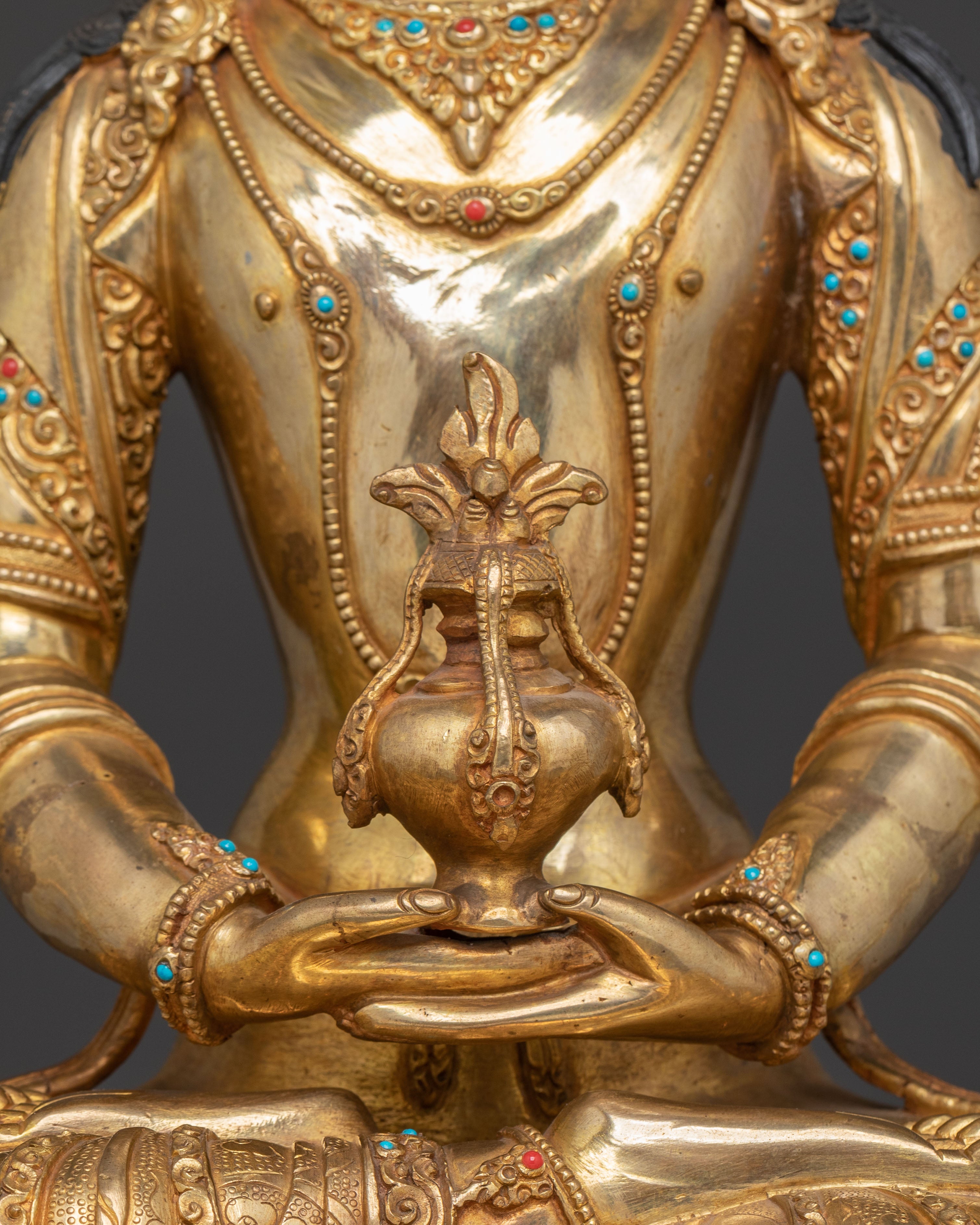 Handcrafted Sculpture of Longevity Buddha Amitayus | Buddhist Altar Decor