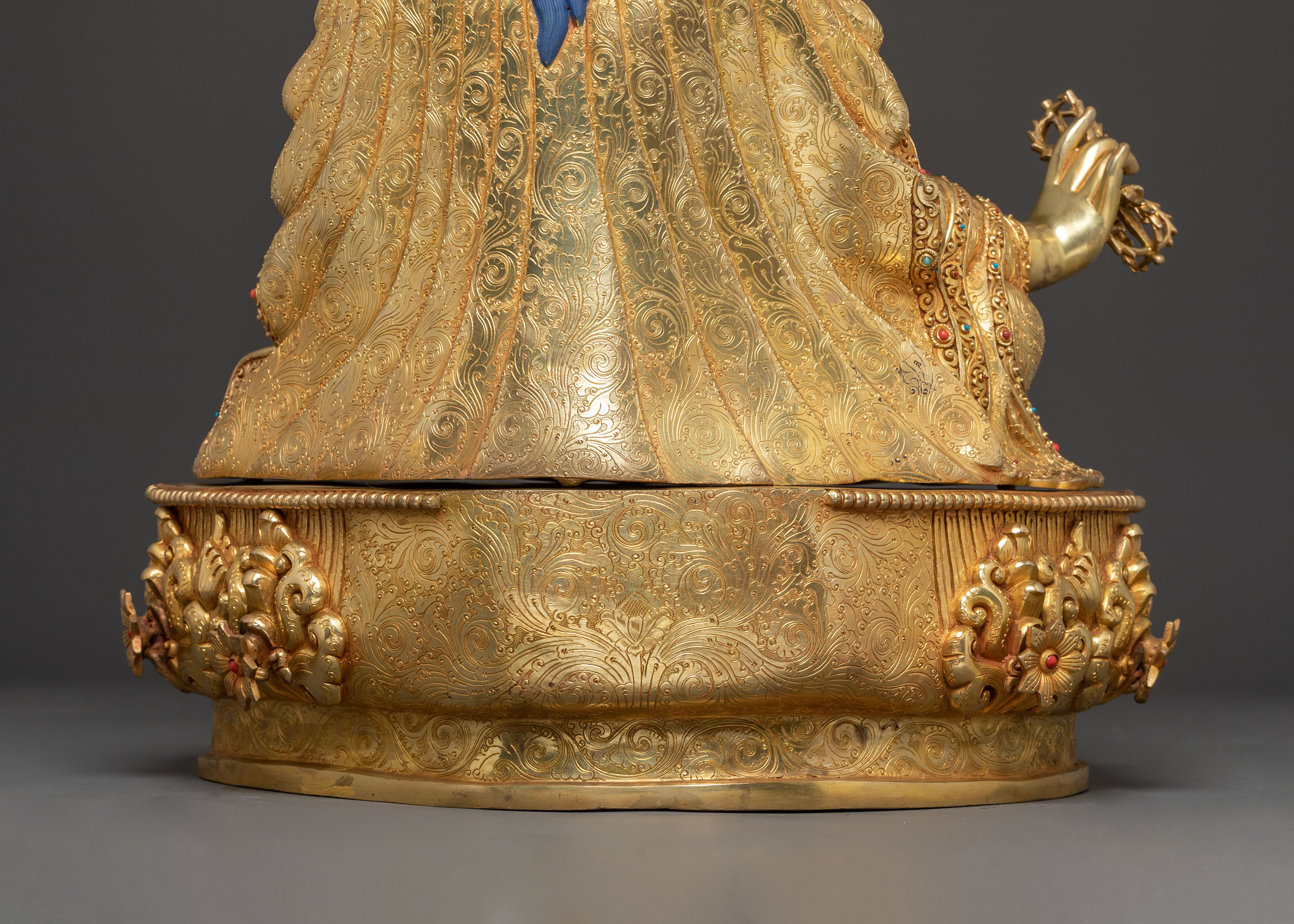 Handmade Golden Statue of Guru Rinpoche Lotus Born Guru