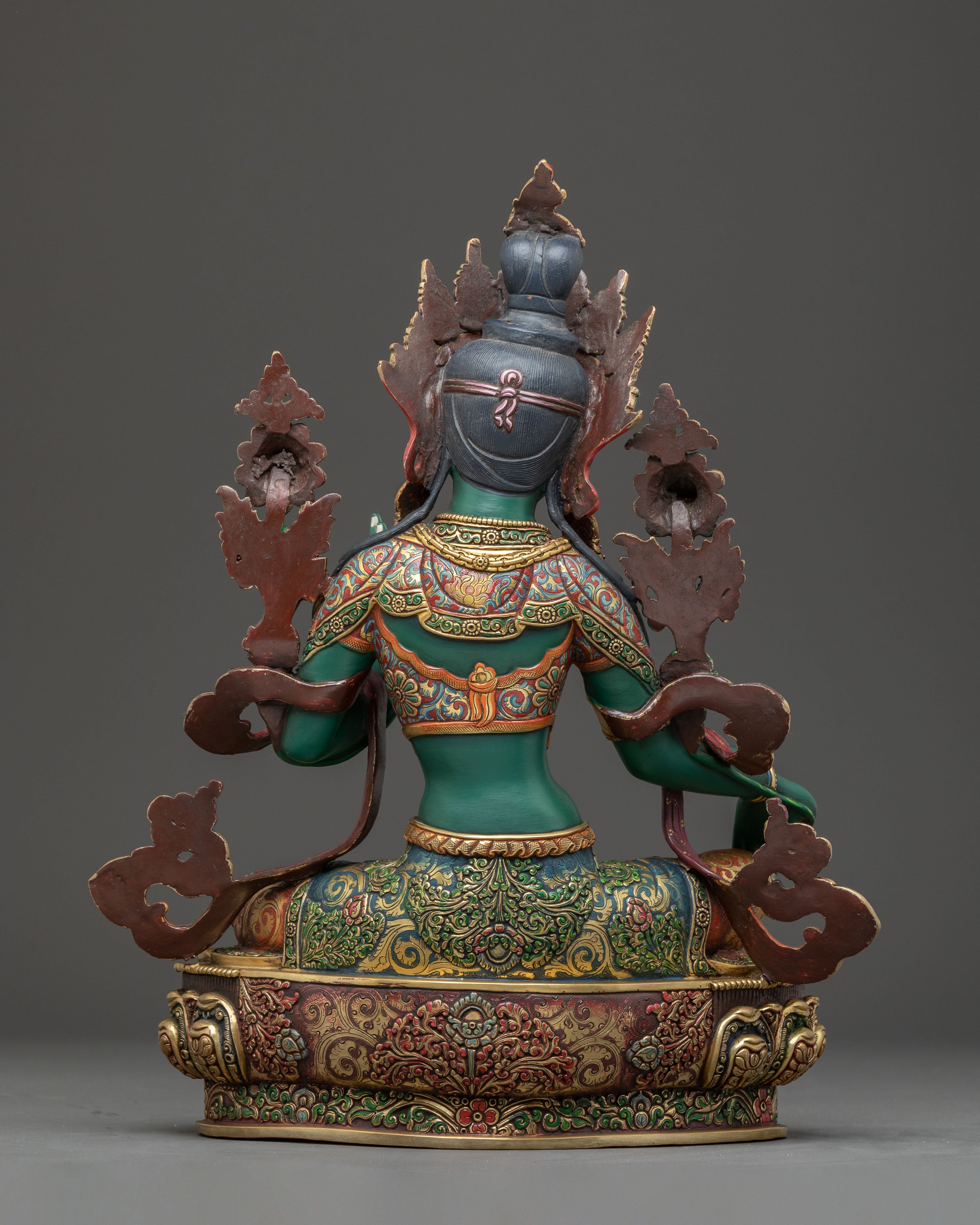 Colourful Green Tara Copper Statue | Compassion Goddess