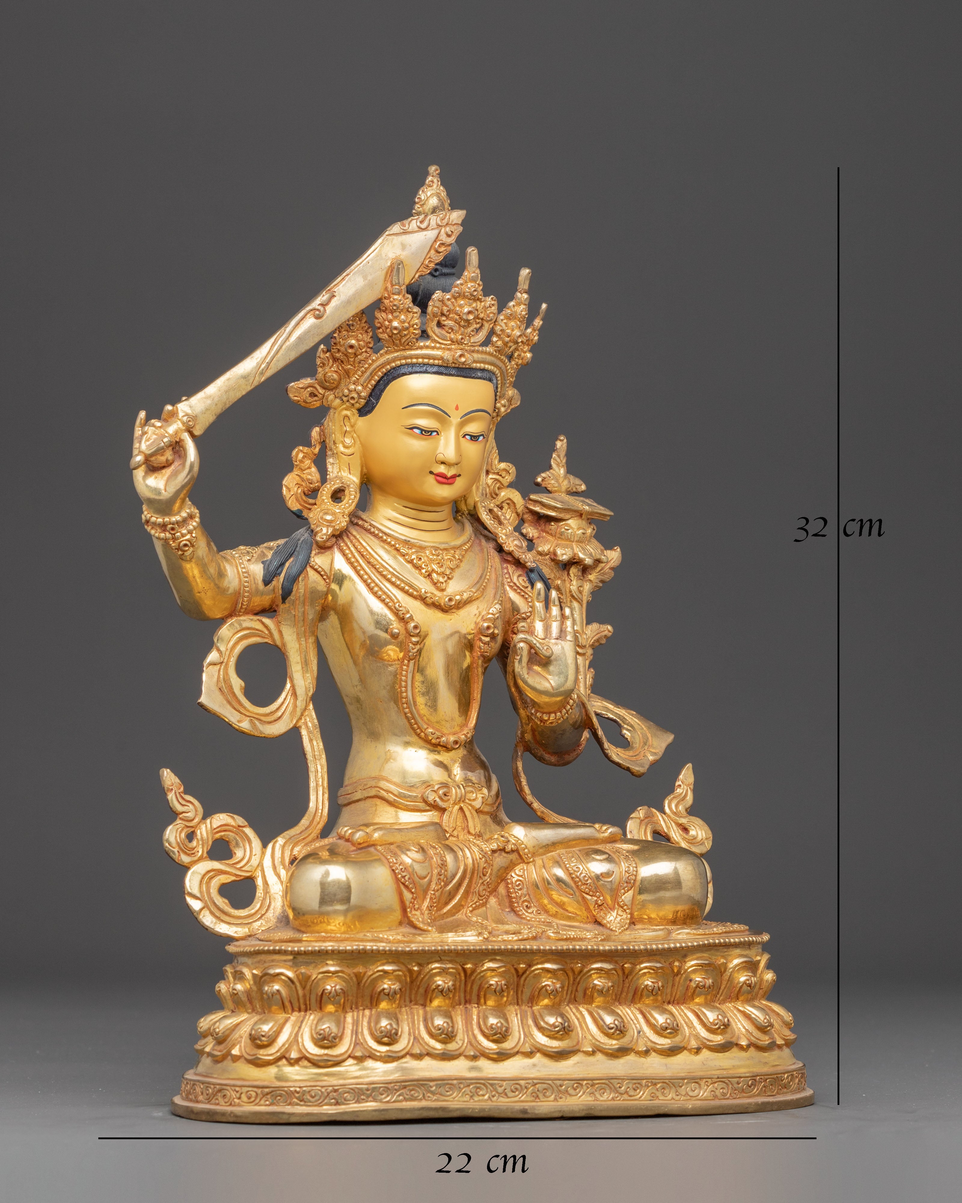 Wisdom Bodhisattva Manjushri Golden Statue | Embodiment of Transcendent Insight