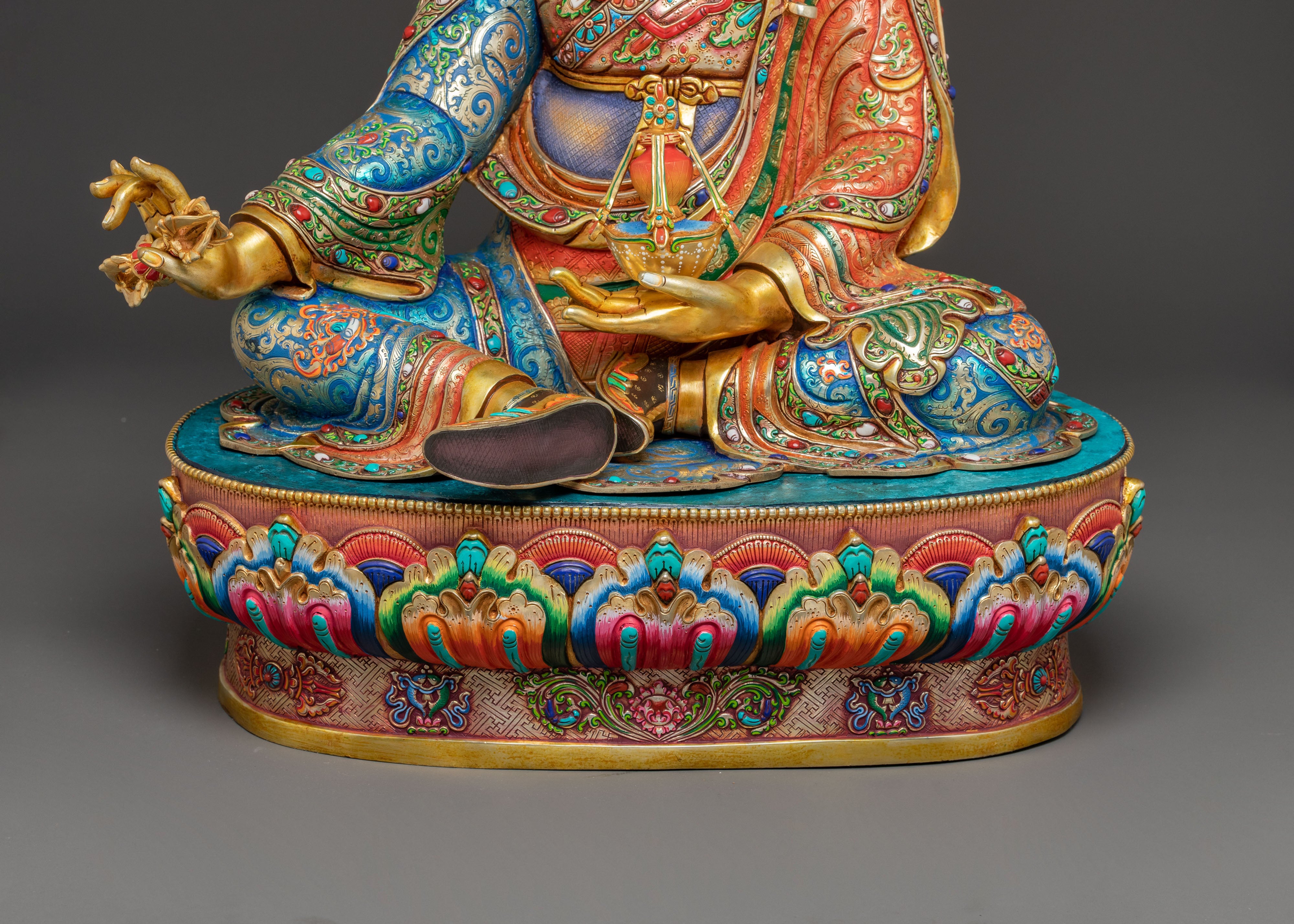 Handmade Padmasambhava Statue With Consorts