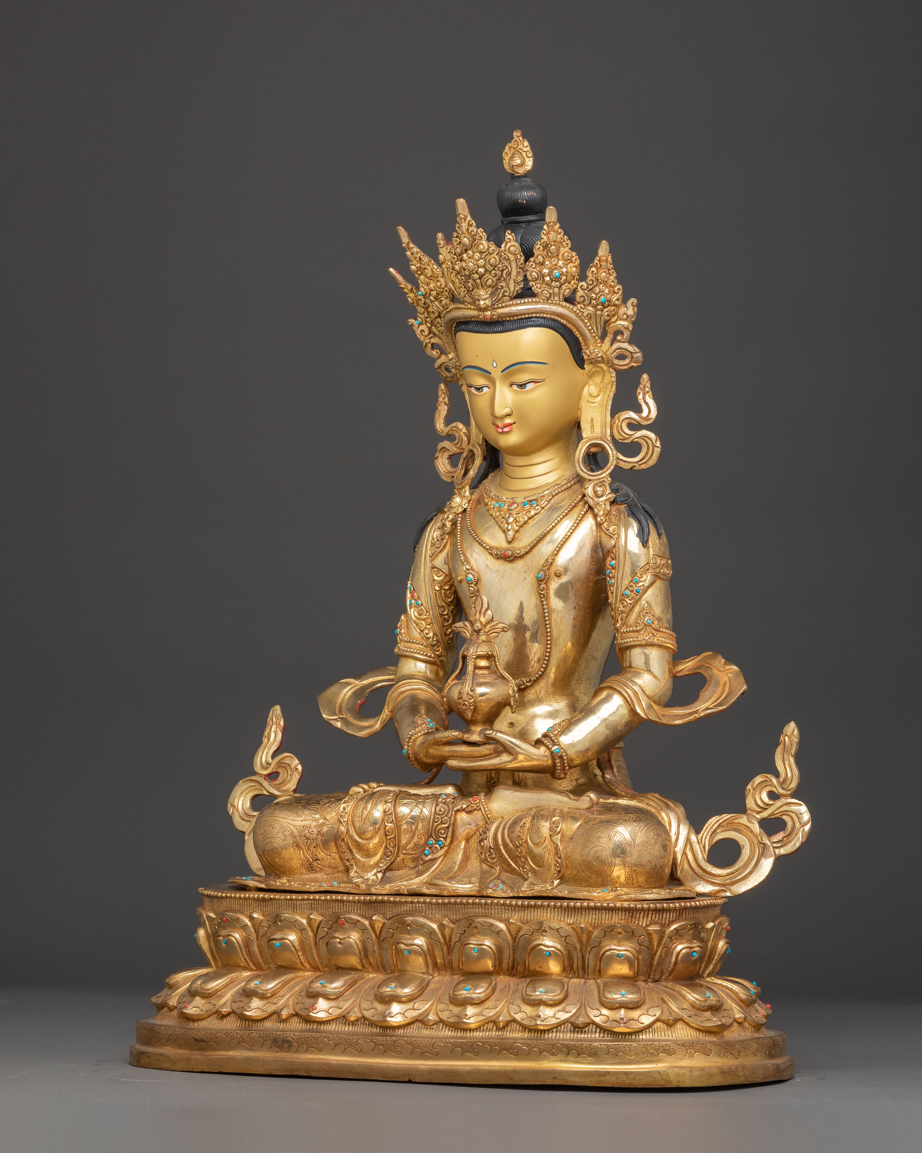 Handcrafted Sculpture of Longevity Buddha Amitayus | Buddhist Altar Decor