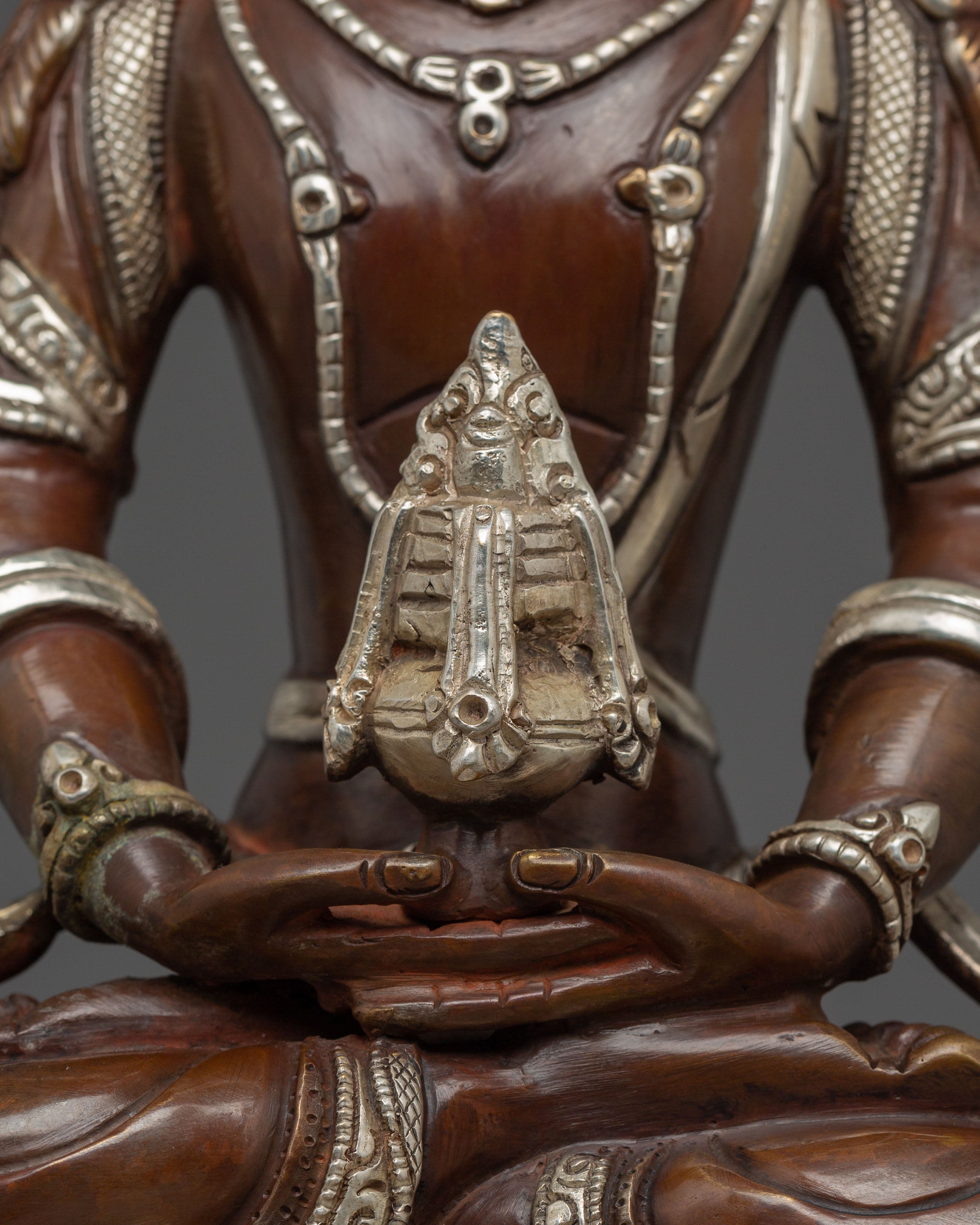 Silver-Plated Oxidized Statue of Healing Buddha Amitayus | Longevity Symbol