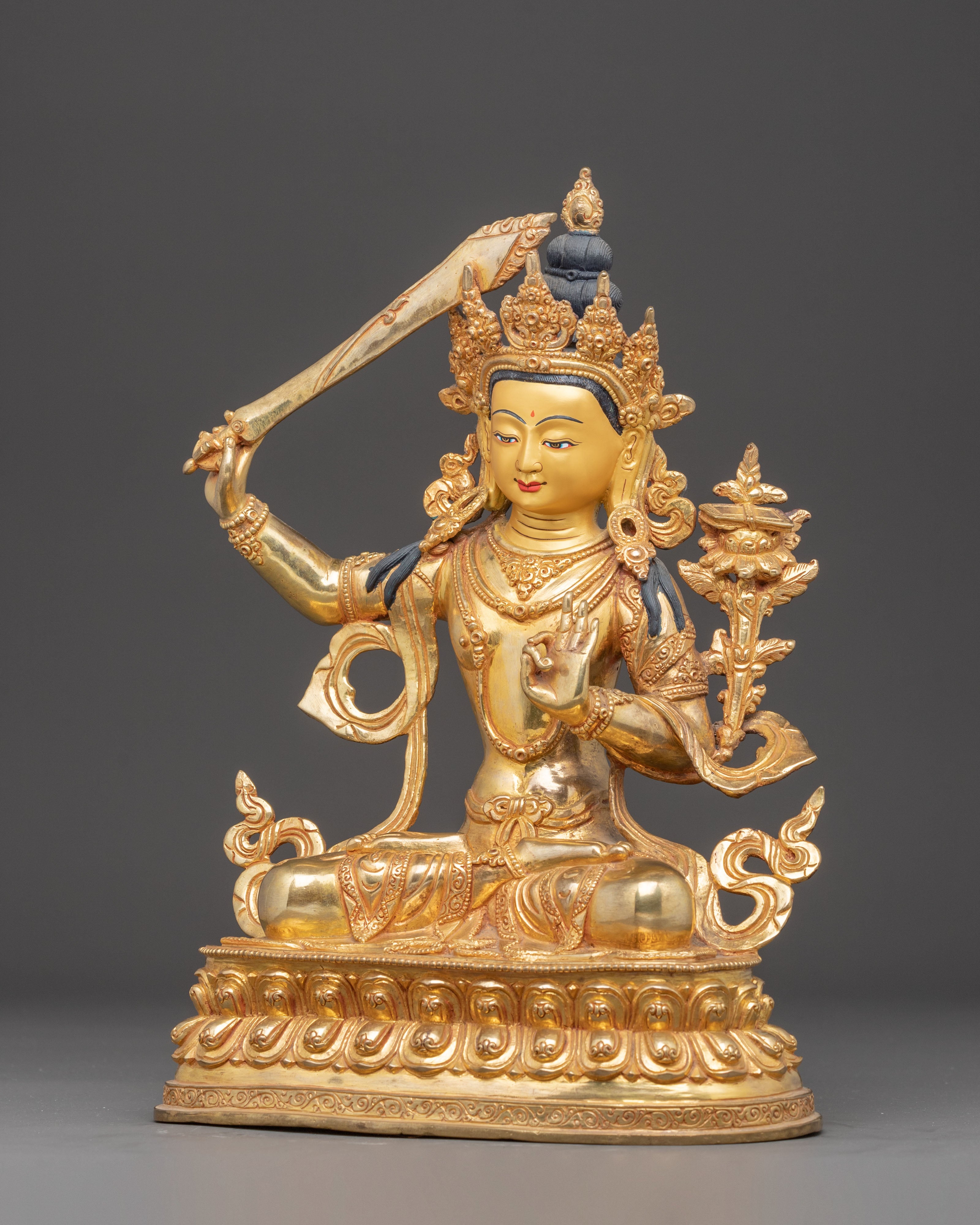 Wisdom Bodhisattva Manjushri Golden Statue | Embodiment of Transcendent Insight