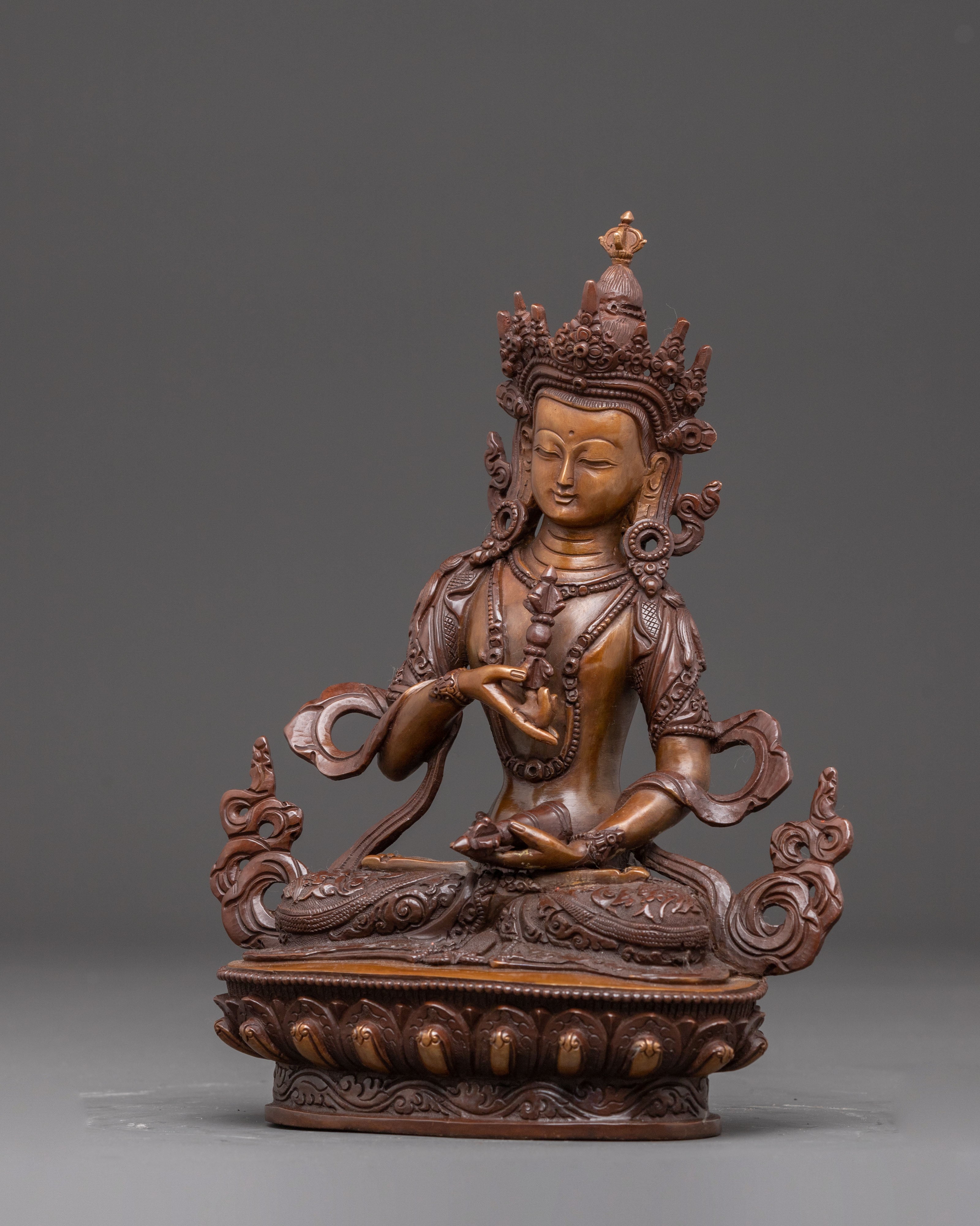 Handcrafted Oxidized Copper Statue of Bodhisattva Vajrasattva