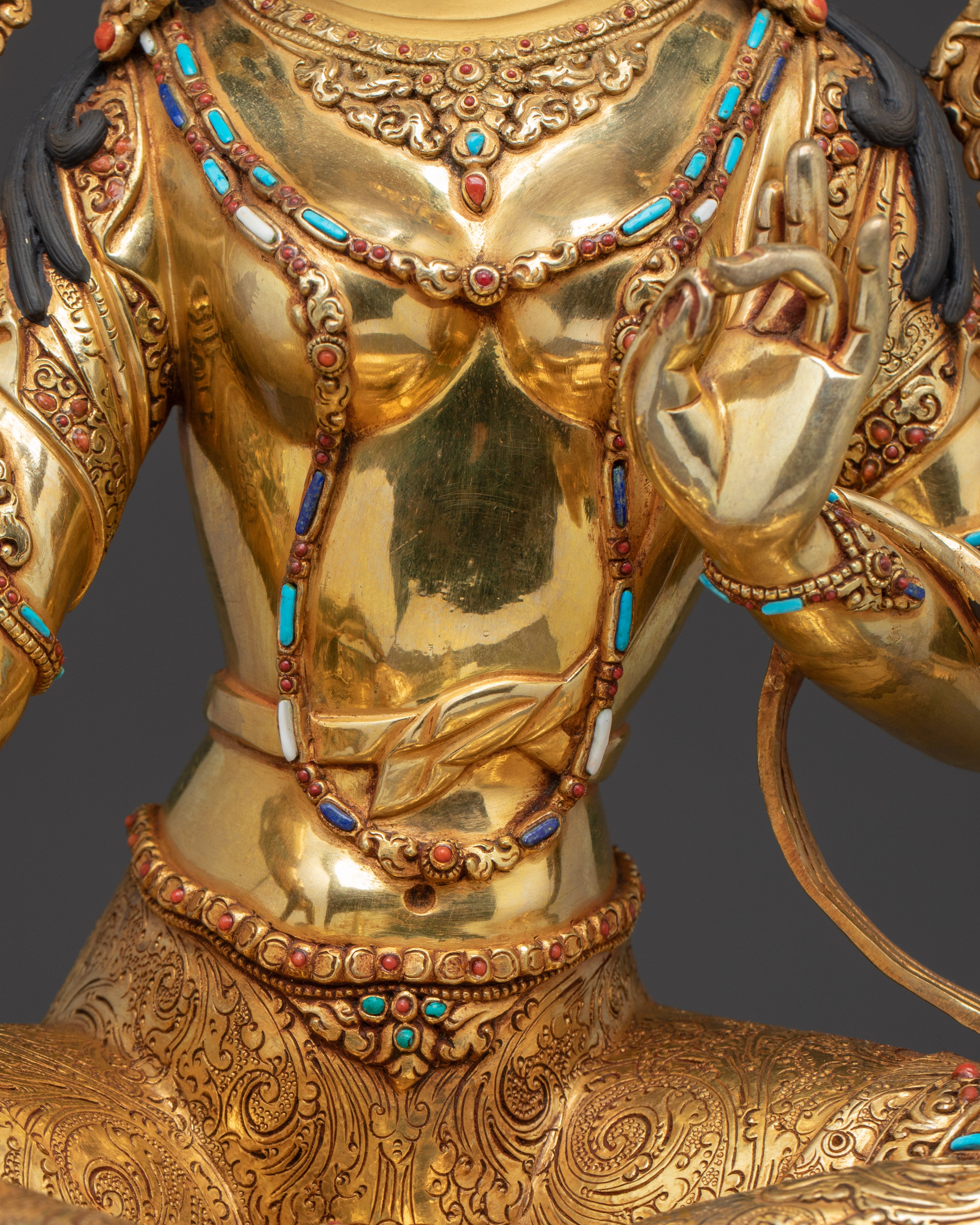 Statue Set of Shakyamuni Buddha, Green Tara, and Guru Rinpoche | Spiritual Trio