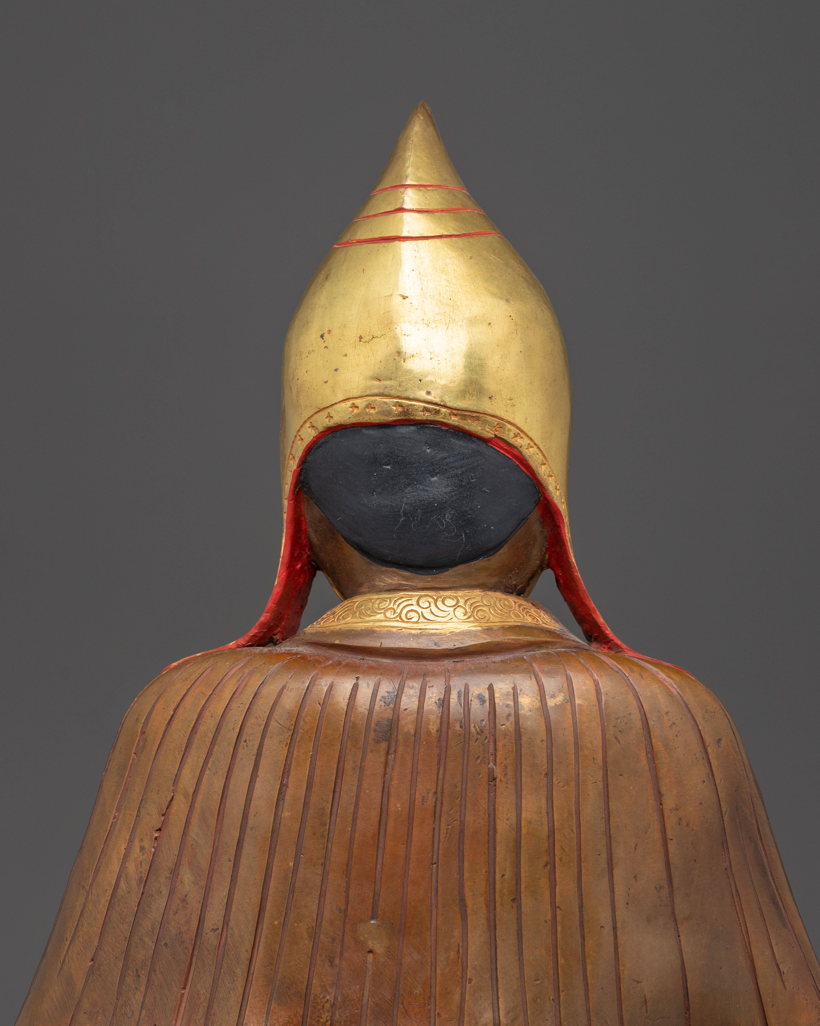 Handmade Golden Statue of Buddhist Master | Himalayan Spiritual Icon